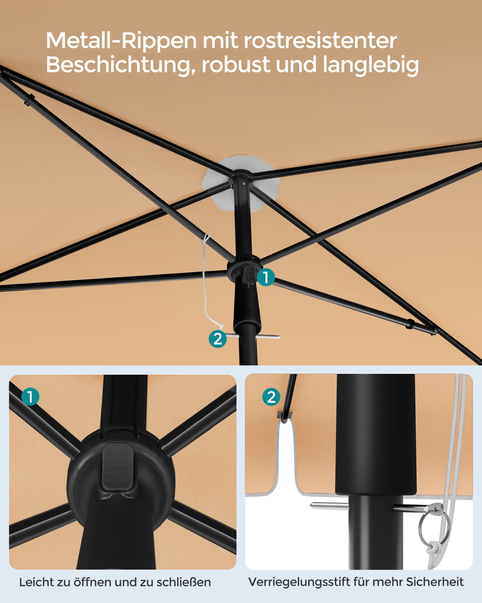 songmics-sonnenschirm-gpu25br-200-x-125-cm-taupe-ohne-st-nder image 6
