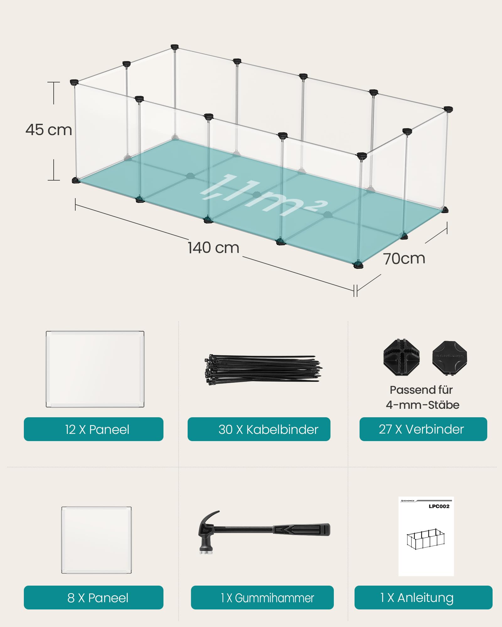 songmics-freigehege-lpc02w-wei-laufstall-140-x-70-x-45-cm-aus-kunststoff image 6