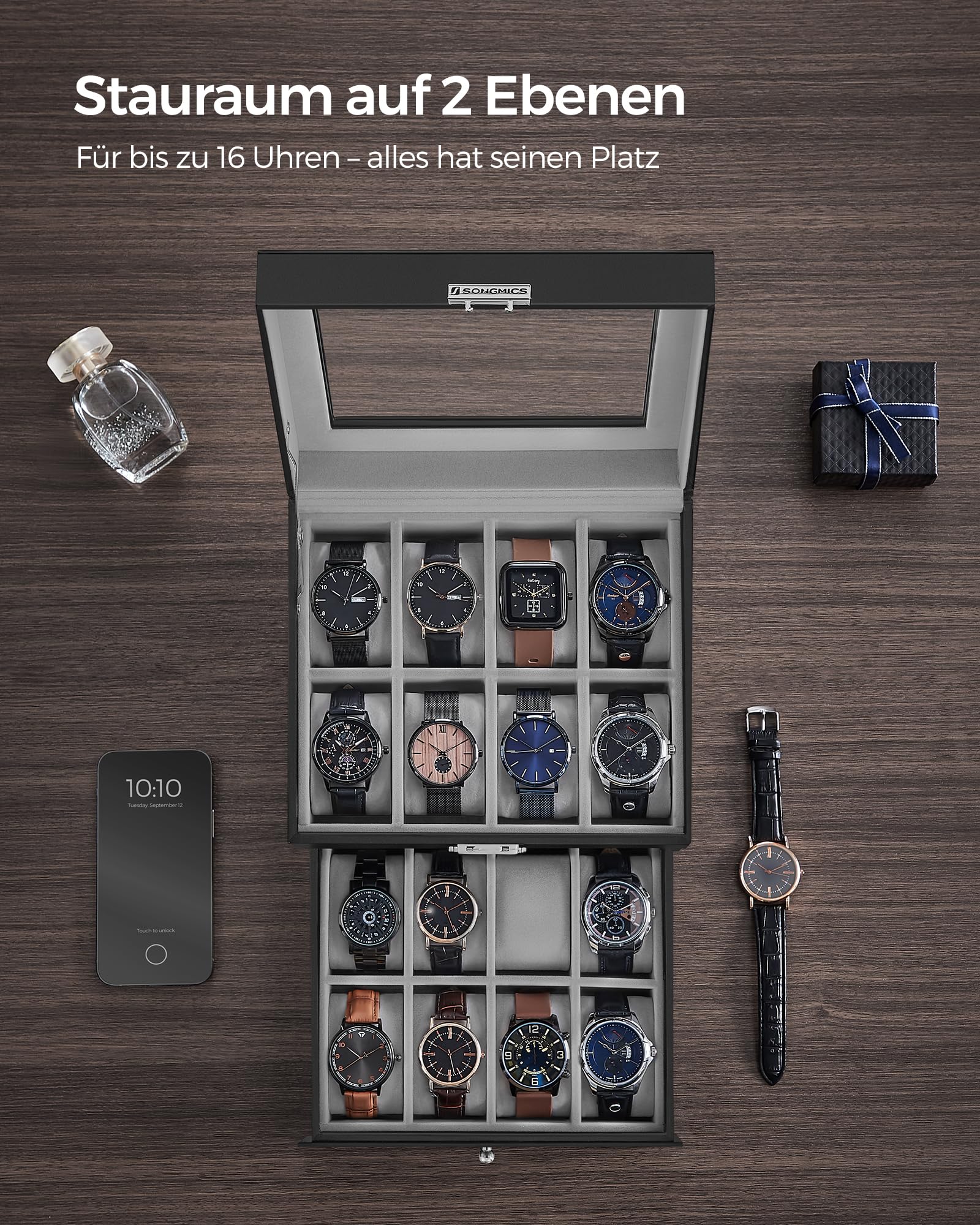 songmics-uhrenbox-mit-glasdeckel-2-ebenen-f-r-16-uhren image 4