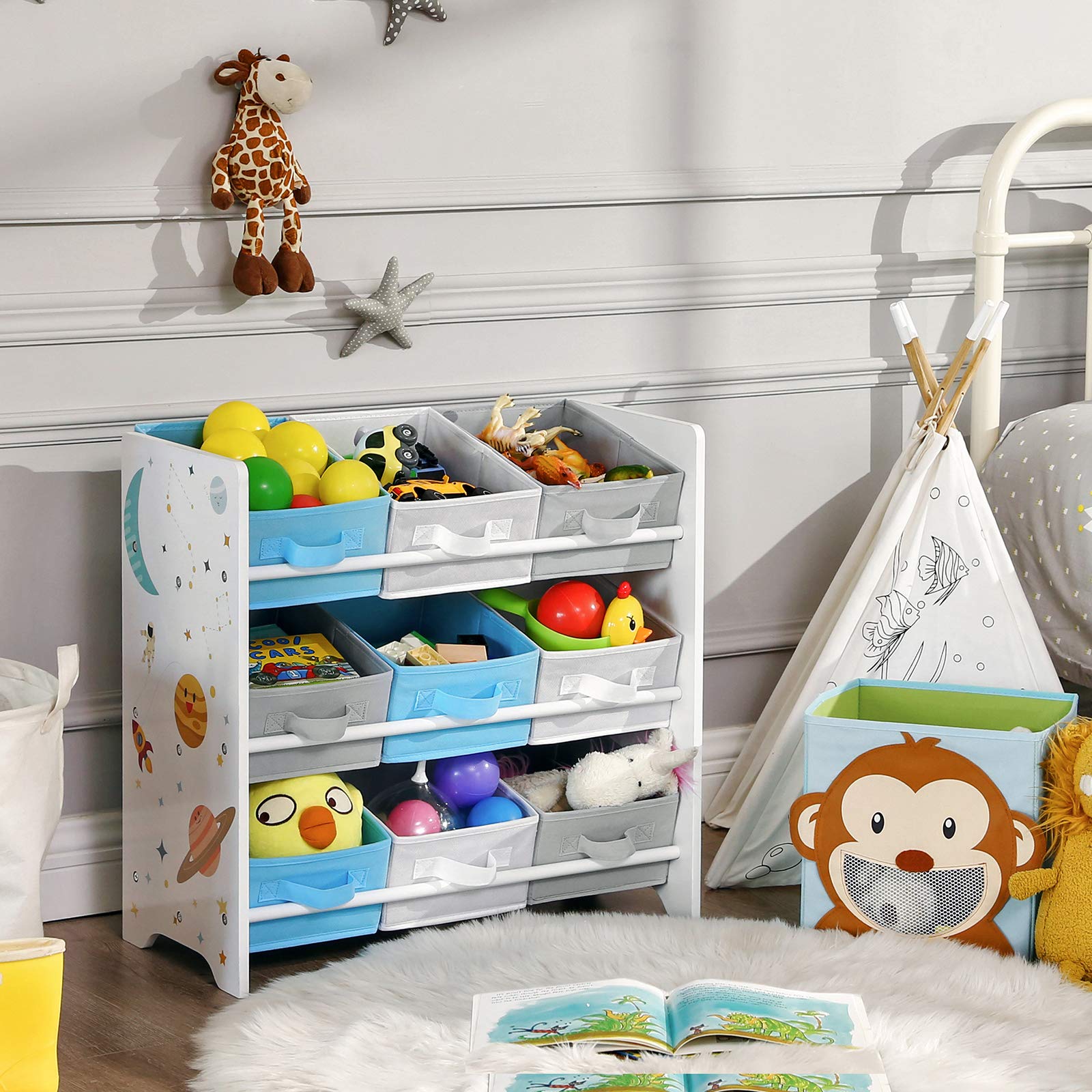 songmics-gkr33wt-kinderzimmerregal-spielzeug-organizer-mit-9-boxen-62-5-x-29-5-x image 2