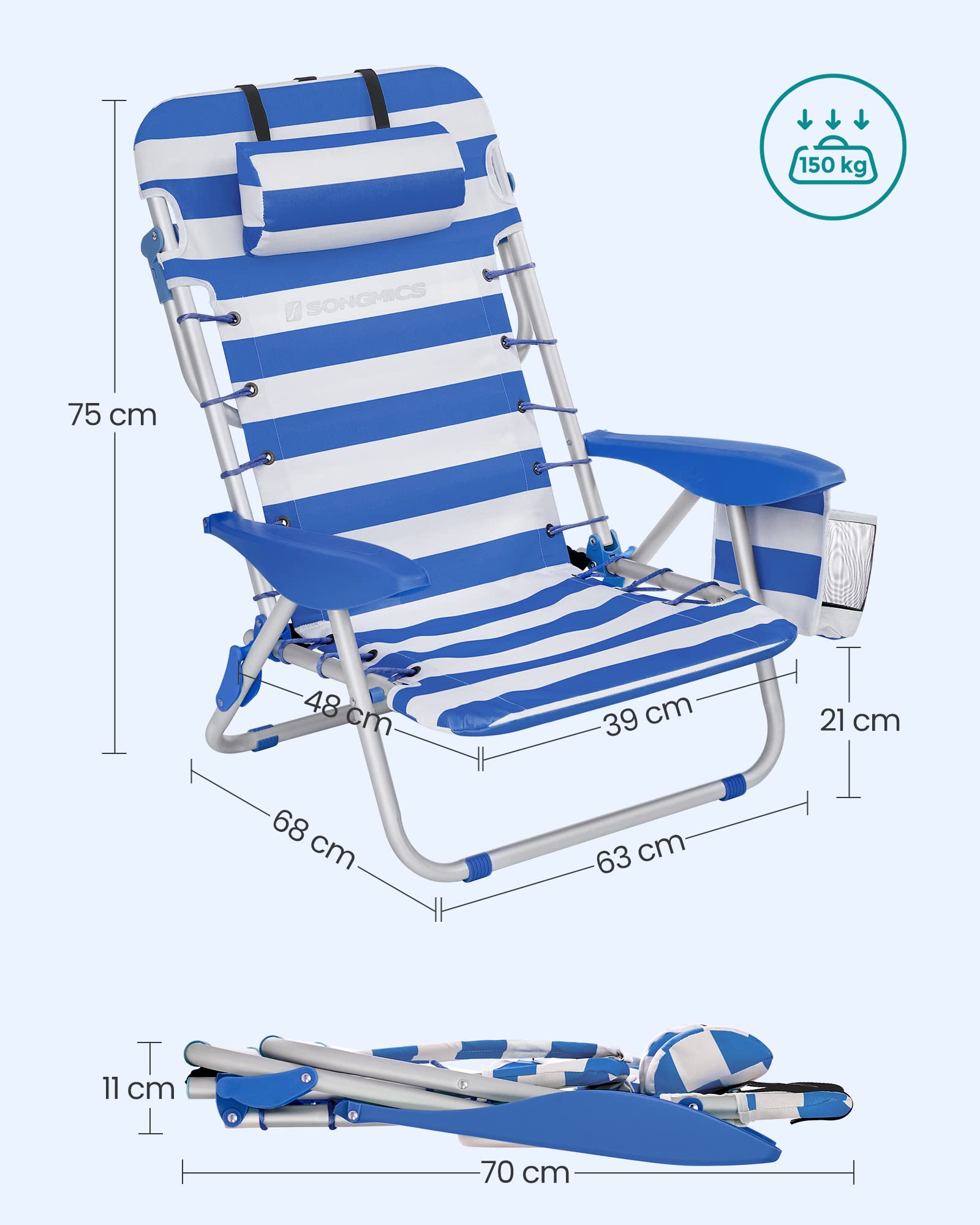 songmics-strandstuhl-gcb62bu-faltbar-blau-wei-mit-schultergurt image 7