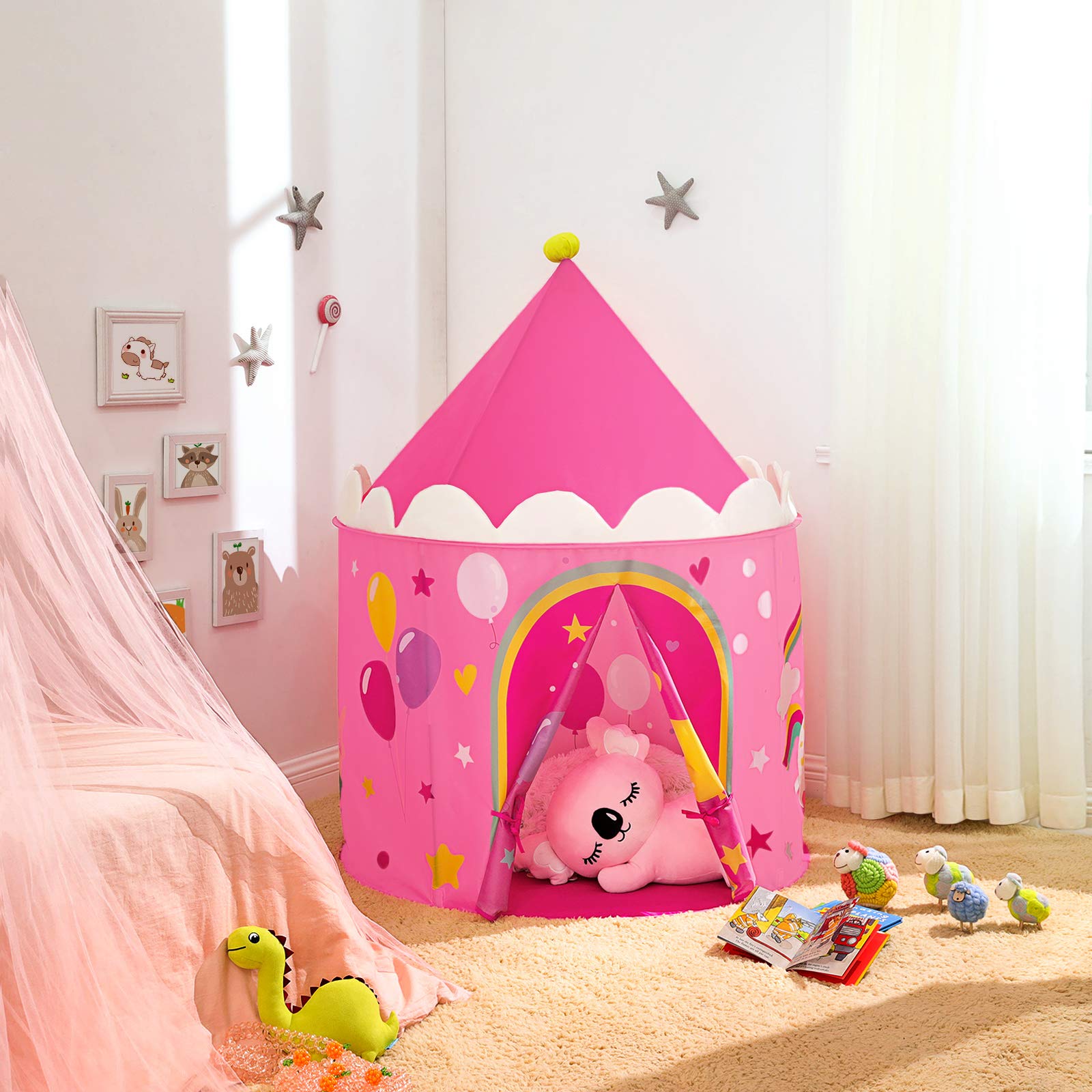 songmics-spielzelt-prinzessinnenschloss-pop-up-tipi-pink-gelb-lpt04py image 3