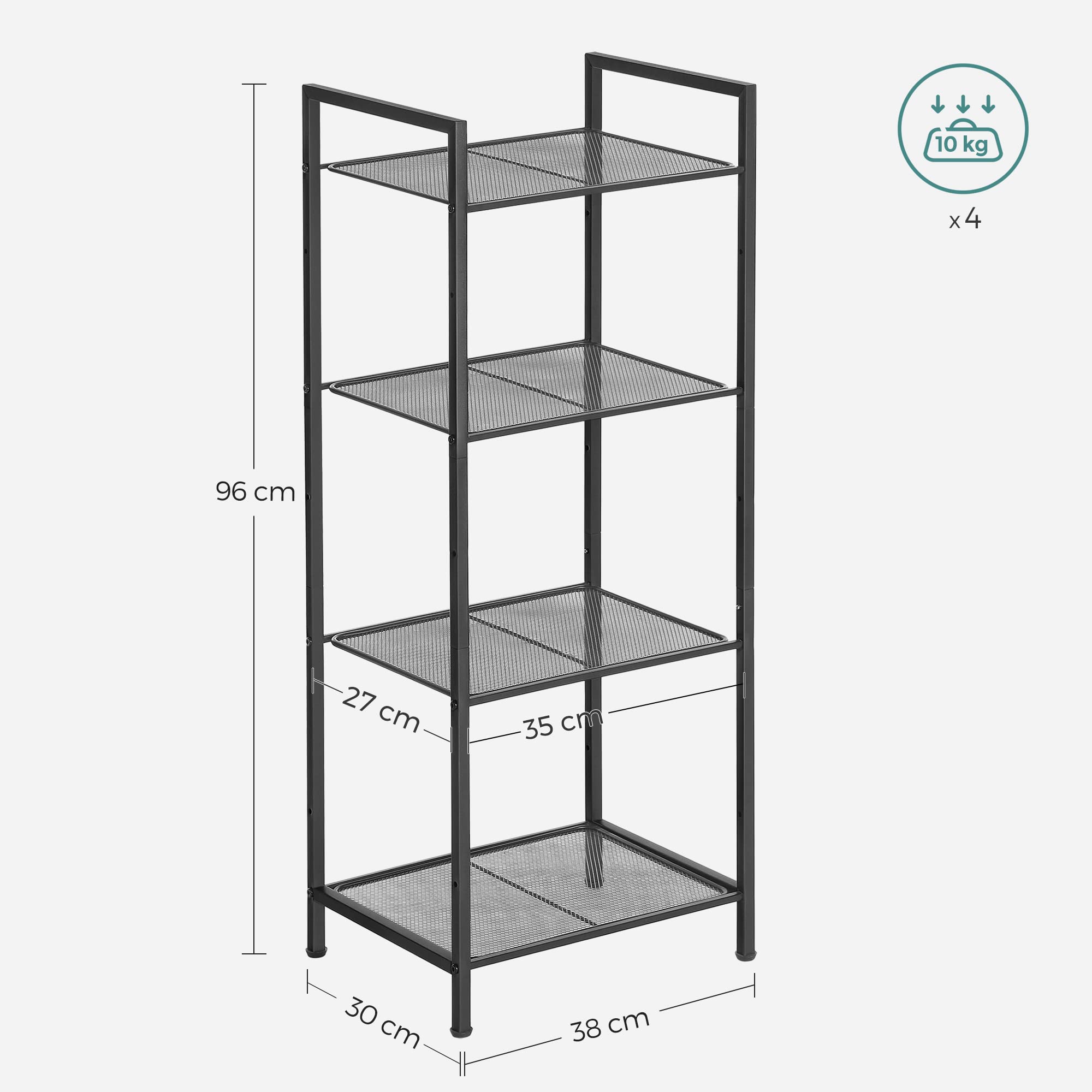 songmics-bsc034b01-standregal-metall-mit-4-ebenen-verstellbar-schwarz-38x30x96-c image 3