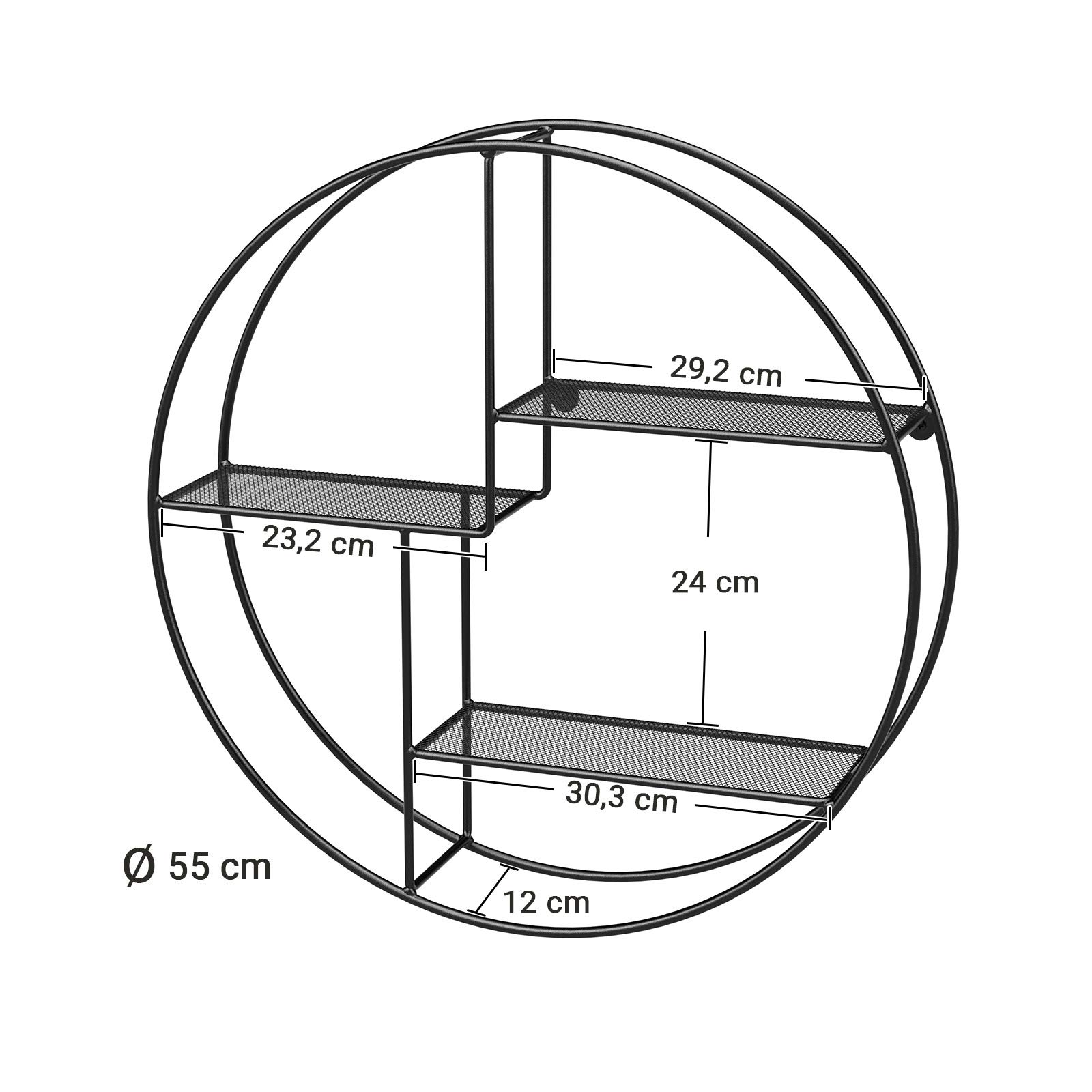 songmics-rundes-wandregal-schwarz-55-x-12-cm-3-ablagen image 3