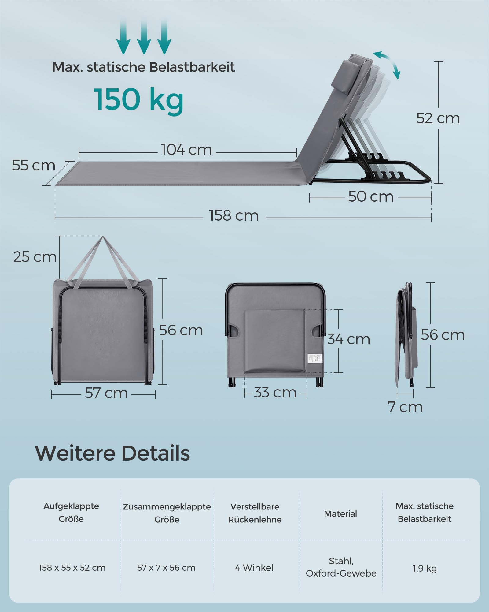 songmics-strandstuhl-2er-set-campingliege-158-x-55-cm image 2