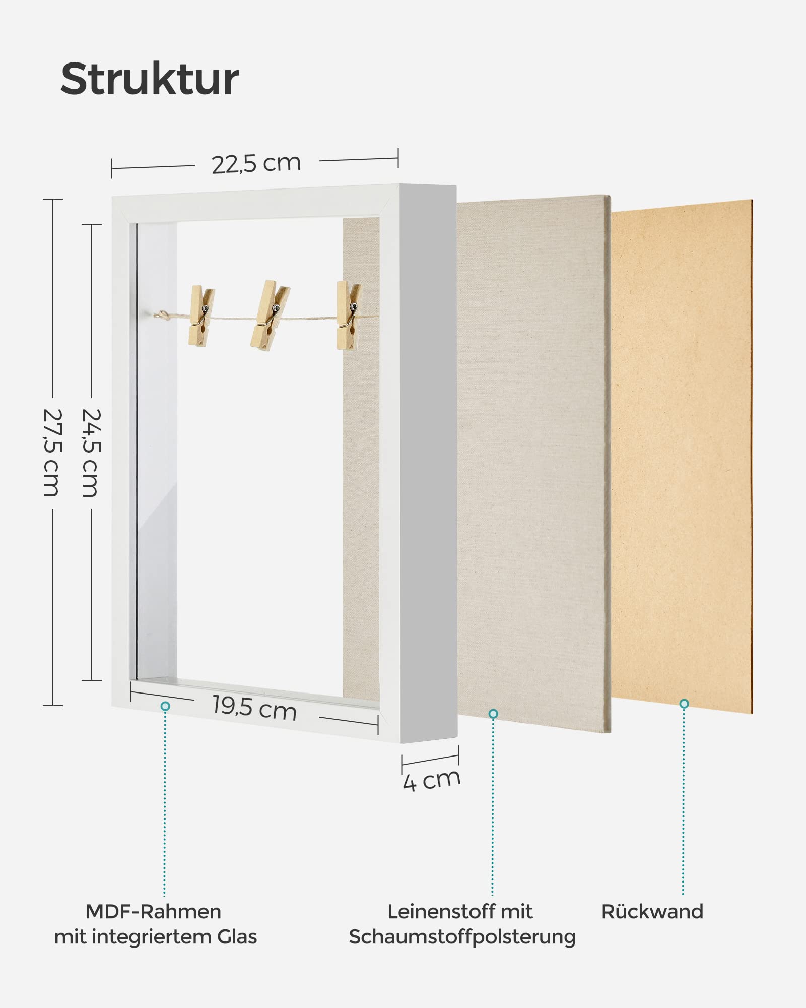 songmics-3d-bilderrahmen-rpf007w01-wei-22-5-x-27-5-cm image 7