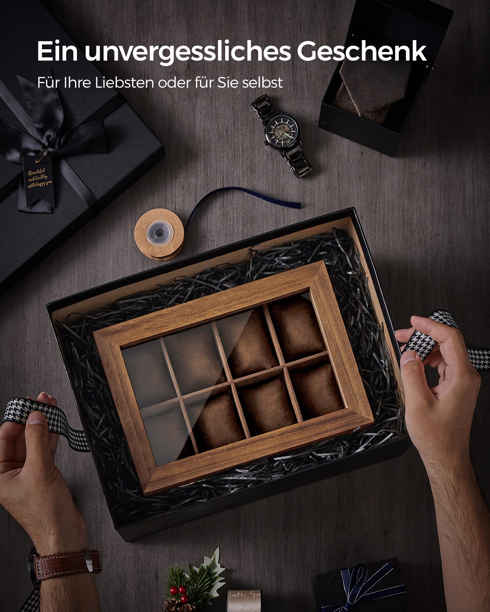 songmics-uhrenbox-gisella-jow008k01-walnussfarben-8-f-cher-mit-glasdeckel image 8