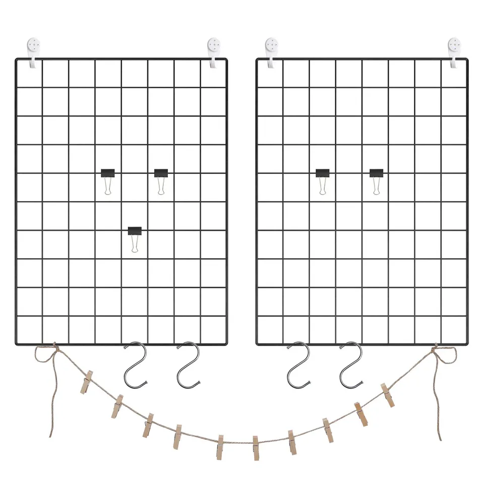 songmics-fotowand-drahtgitter-2er-set-lpp01h-schwarz-wandgitter-diy-deko image 1