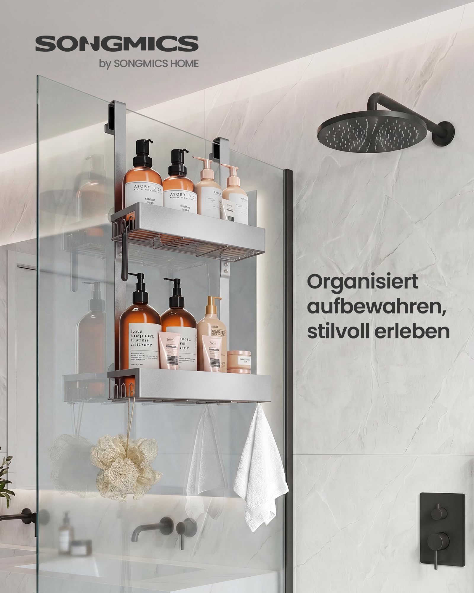 songmics-duschablage-ohne-bohren-2-ebenen-zum-h-ngen-silber image 2