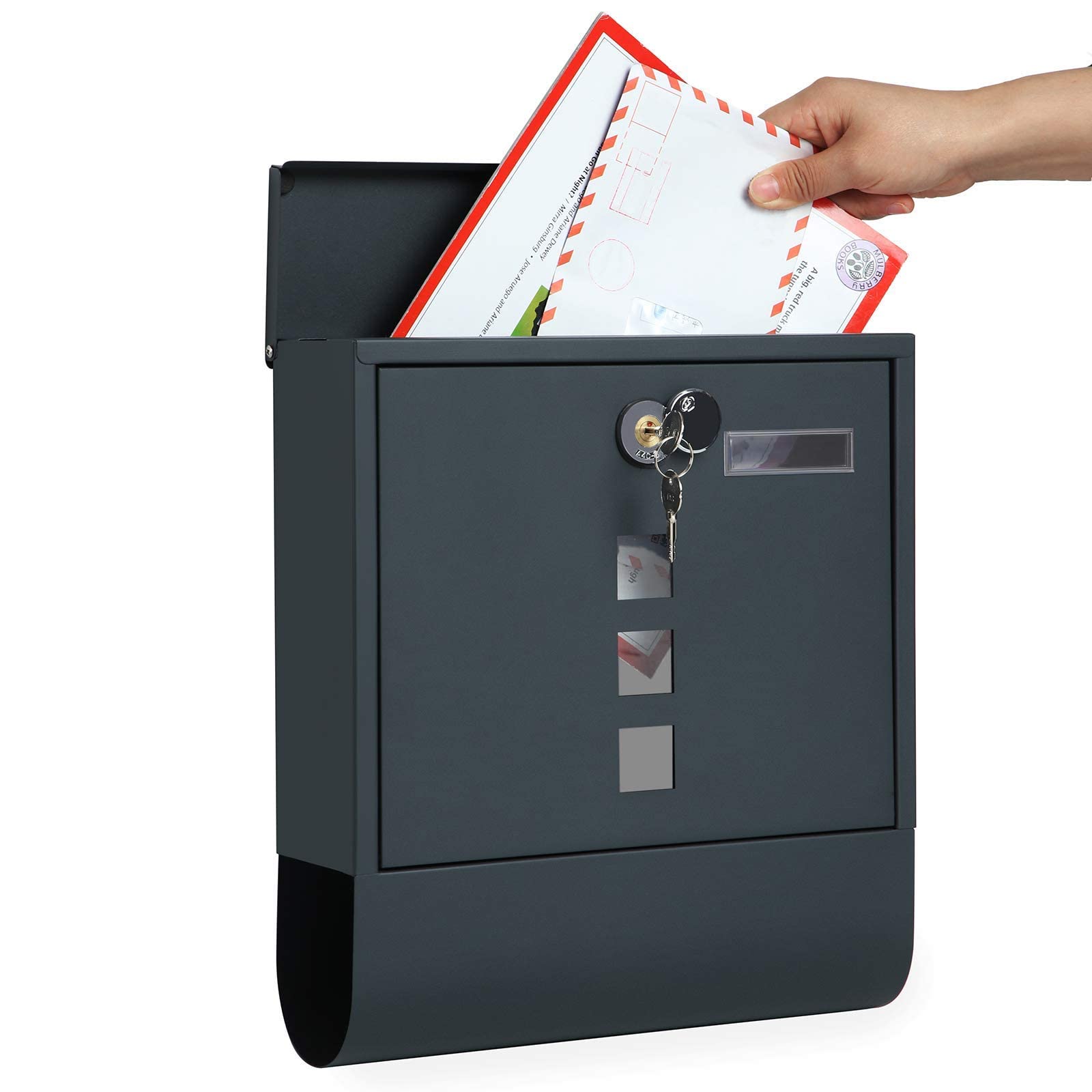 songmics-wandbriefkasten-gmb20ag-anthrazitgrau-30-8-x-33-8-cm-mit-schloss image 8