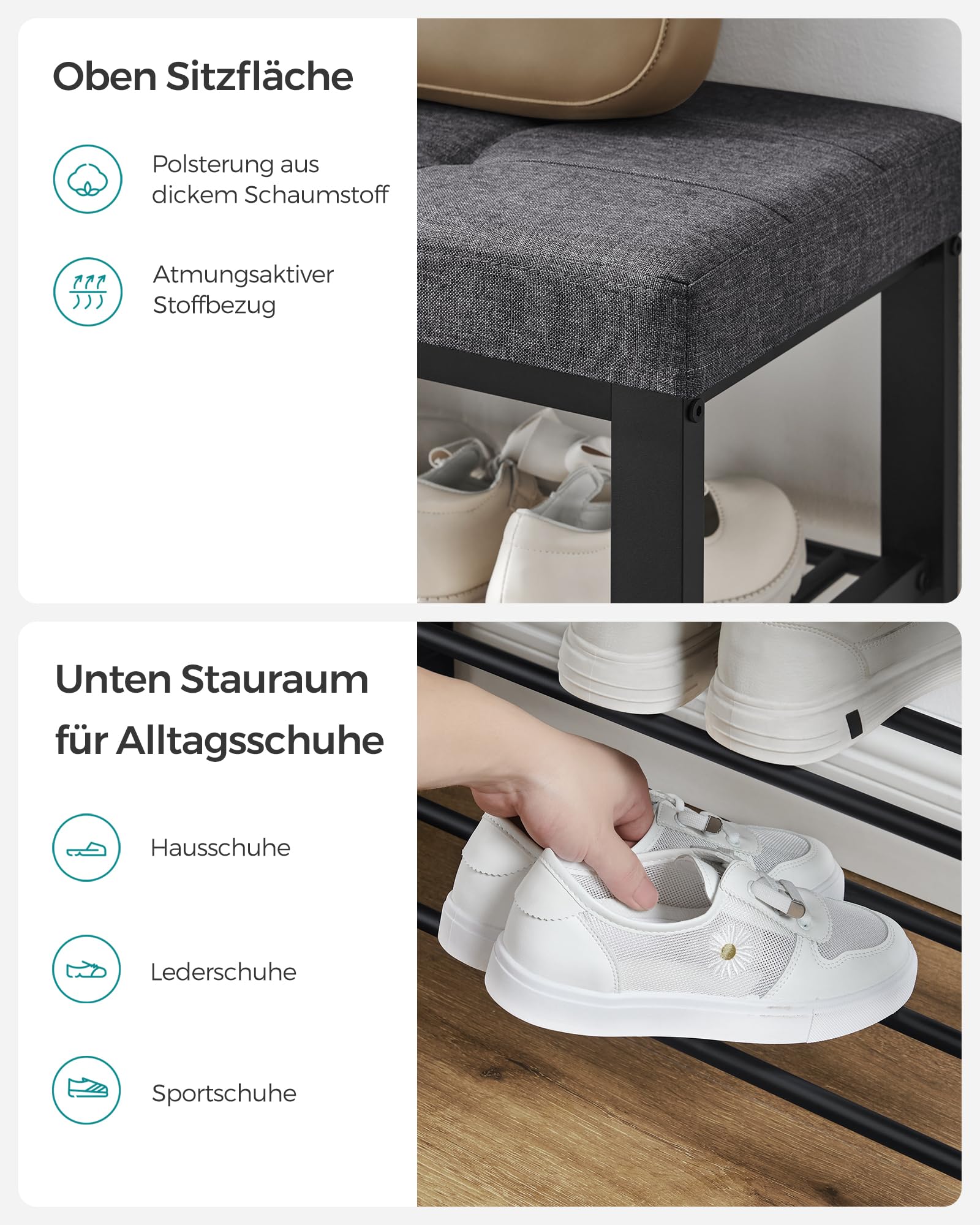 songmics-schuhbank-mit-sitzkissen-schuhregal-3-ebenen-metallrahmen image 6