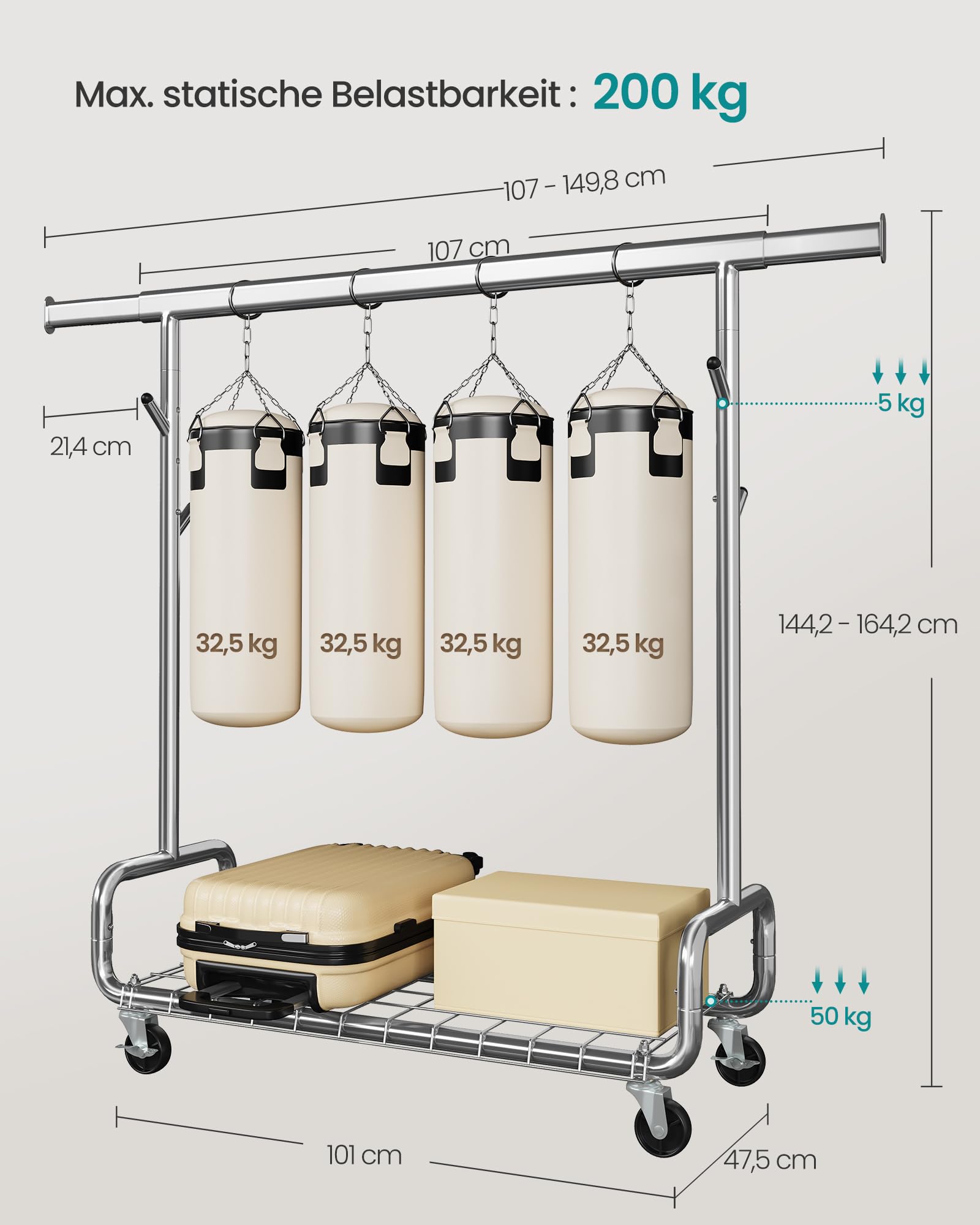 songmics-kleiderst-nder-hsr014e01-silbern-schwerlast-bis-200-kg-ausziehbar image 5