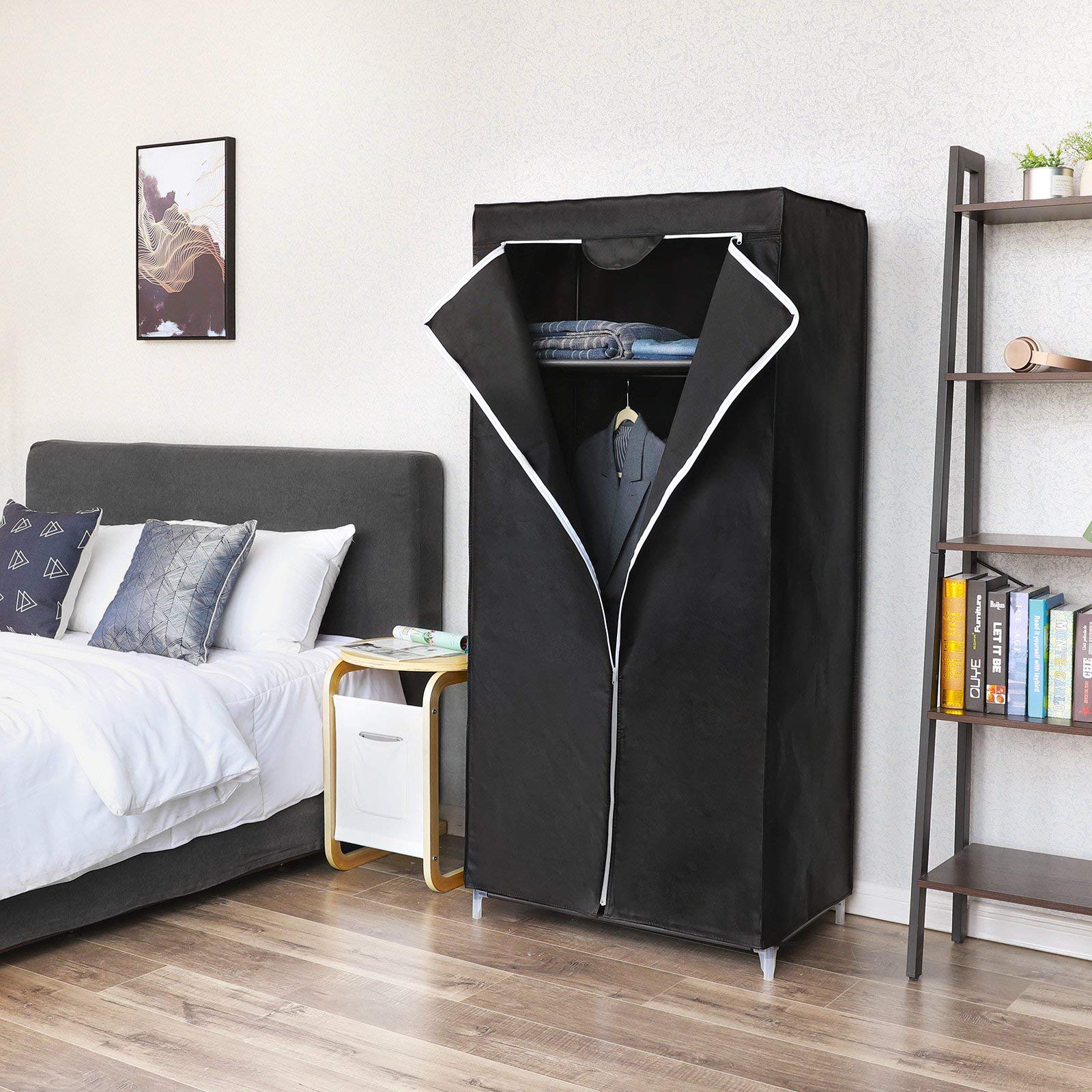 songmics-kleiderschrank-ryg83h-stoffschrank-faltbar-75-x-45-x-160-cm-schwarz image 2