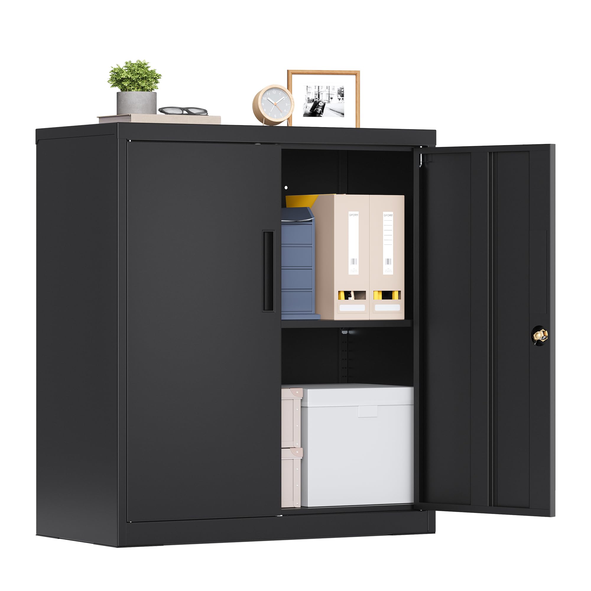 songmics-aktenschrank-abschlie-bar-80-x-40-x-140-cm-metallschrank-mit-2-t-ren image 7