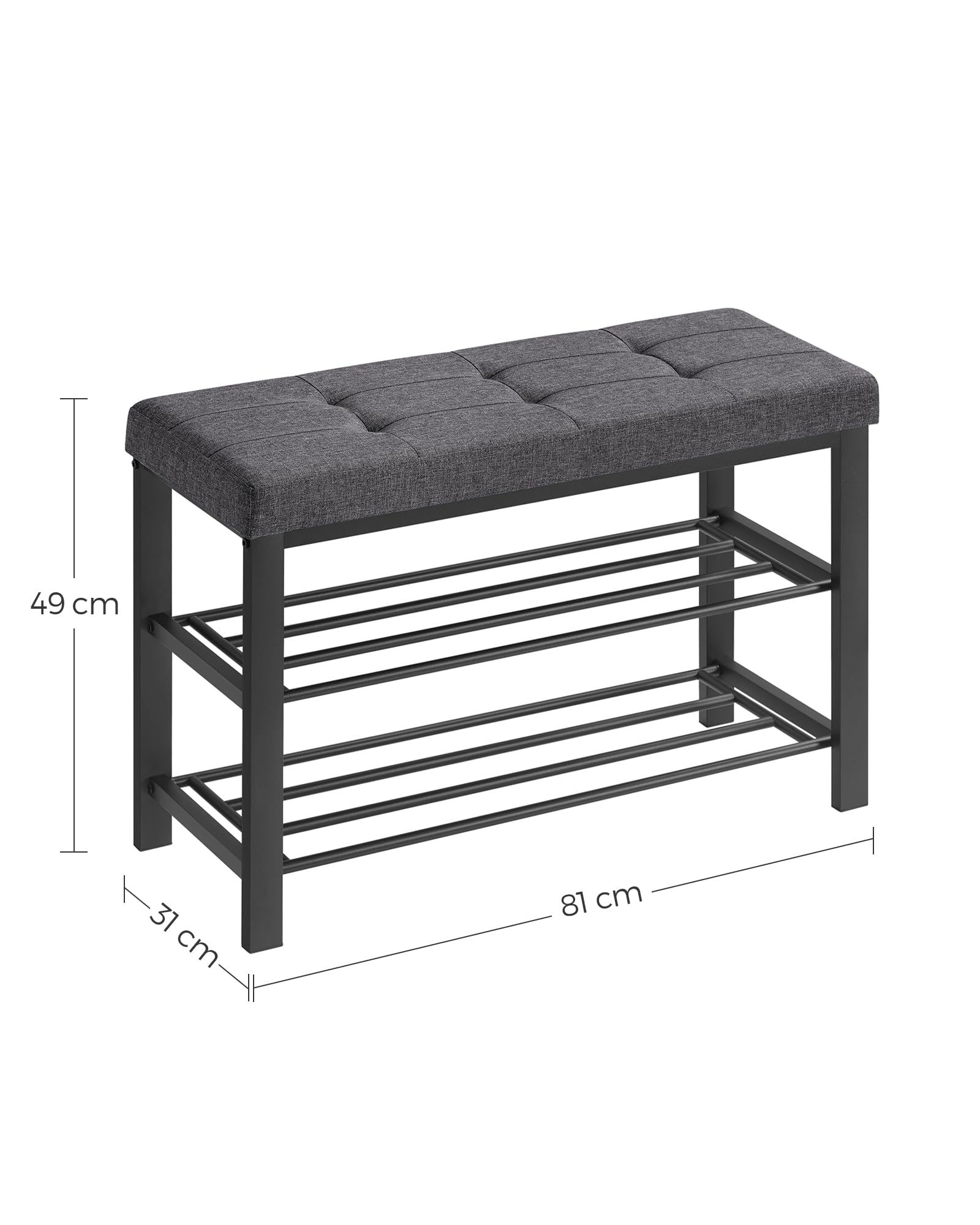 songmics-schuhbank-mit-sitzkissen-schuhregal-3-ebenen-metallrahmen image 3