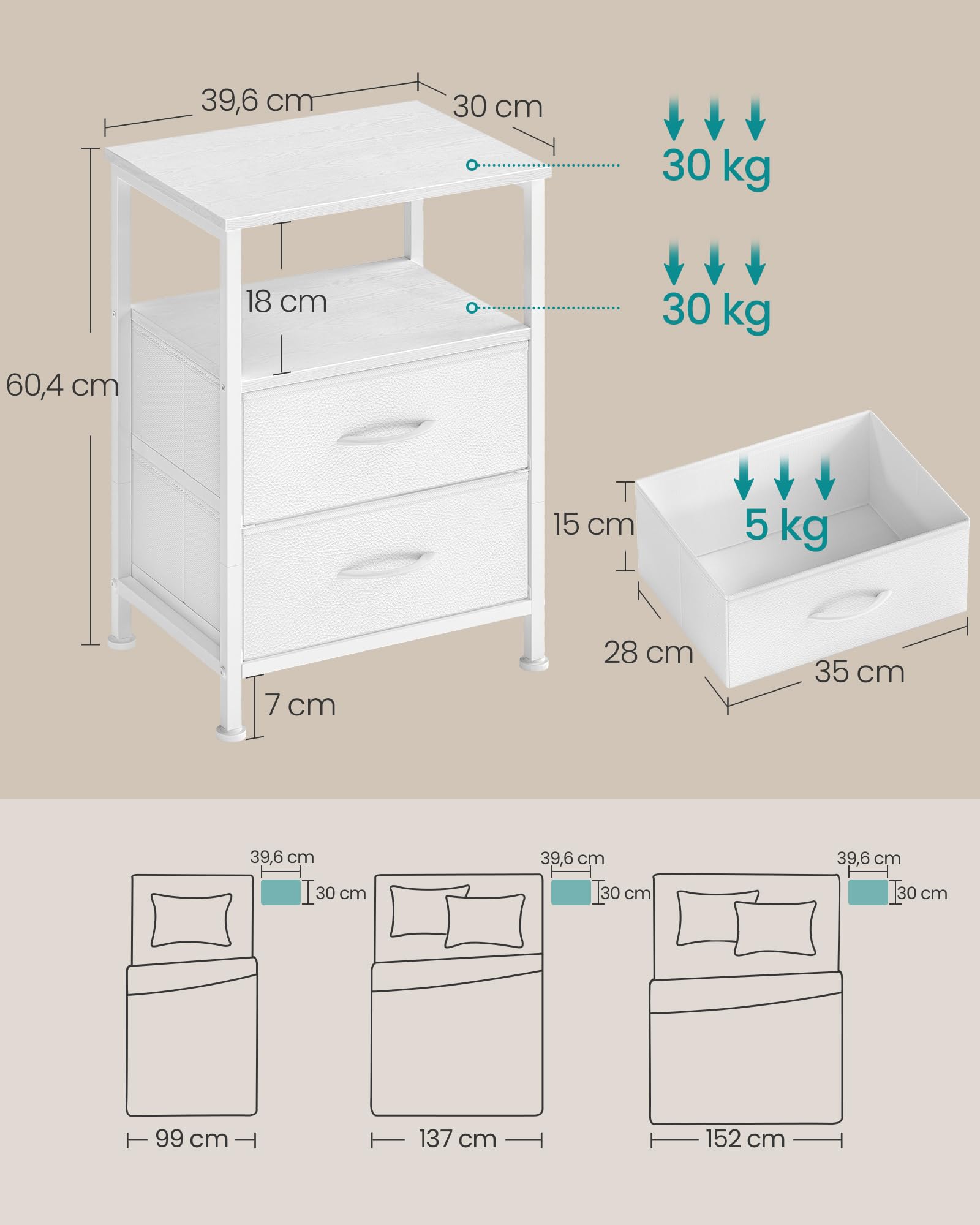 songmics-nachttisch-mit-2-schubladen-stahl-39-6-x-30-x-60-4-cm image 2