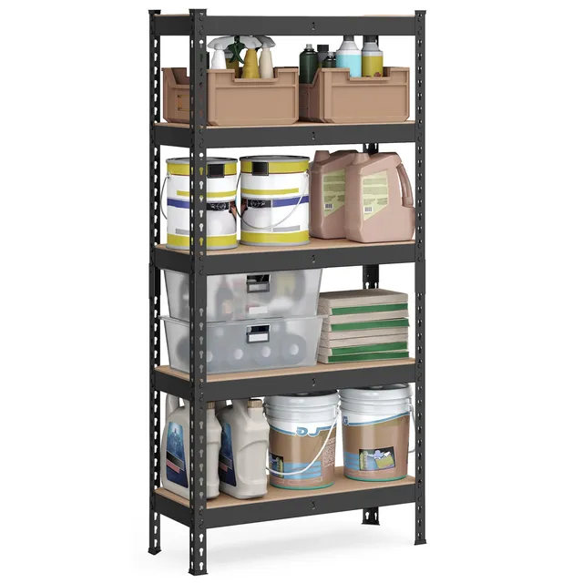 songmics-schwerlastregal-glr300b01-standregal-30x75x150-cm-5-ablagen-schwarz image 1