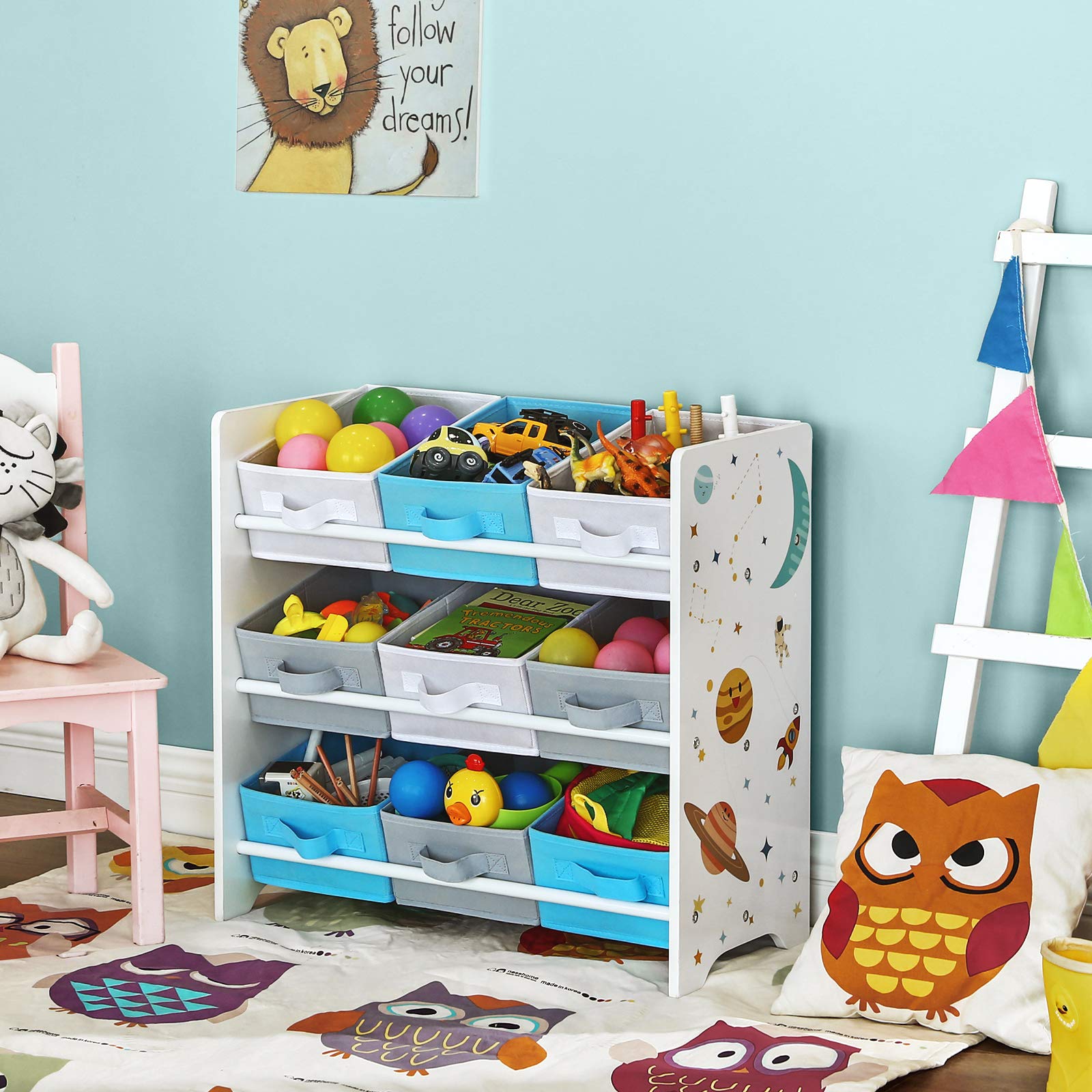 songmics-gkr33wt-kinderzimmerregal-spielzeug-organizer-mit-9-boxen-62-5-x-29-5-x image 4