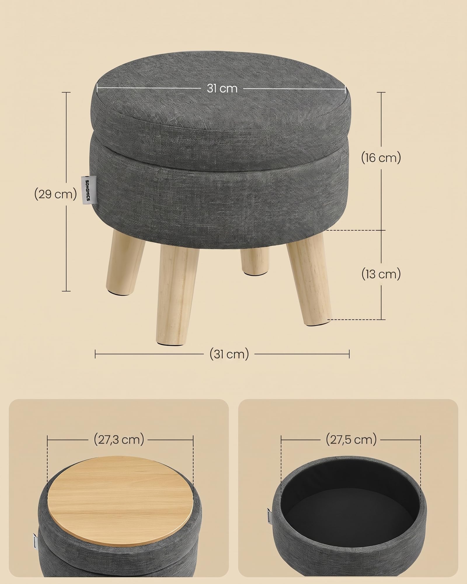 songmics-sitzhocker-mit-stauraum-leinenoptik-rund-31-x-31-x-29-cm-9-l image 2