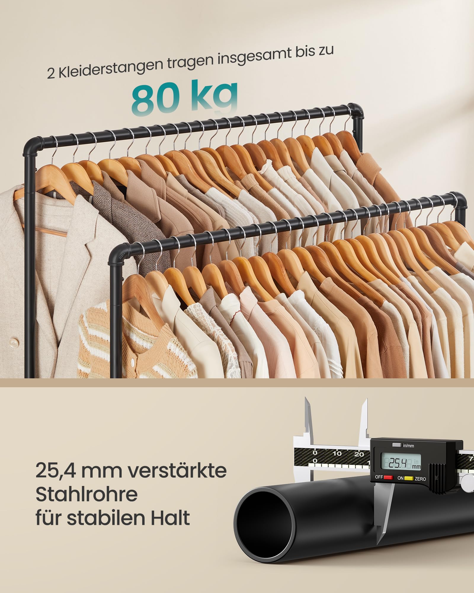songmics-kleiderst-nder-hsr60b-mit-2-stangen-rollen-bis-110-kg-schwarz image 3