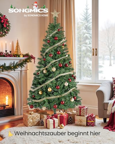 songmics-k-nstlicher-weihnachtsbaum-180-cm-tannenbaum-mit-kugeln-pvc-metallst-nd image 8