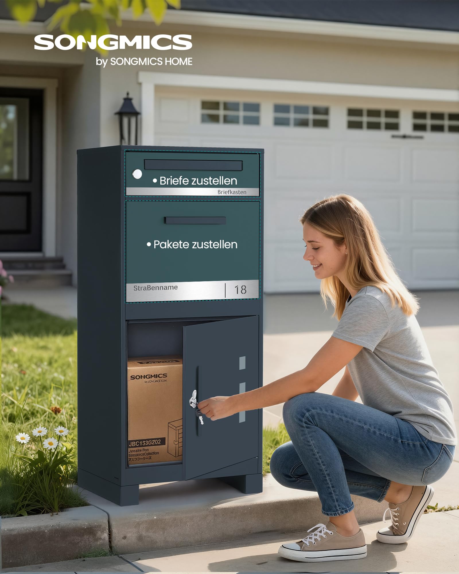 songmics-paketbox-personalisiert-mit-paketfach-stahl-34-x-48-x-106-cm image 2
