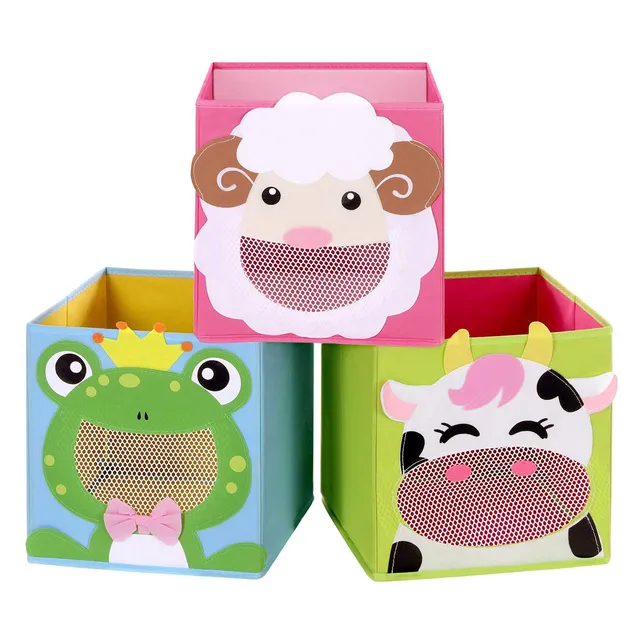 songmics-rfb01pg-aufbewahrungsboxen-3er-set-27x27x27cm-tiermotive image 1