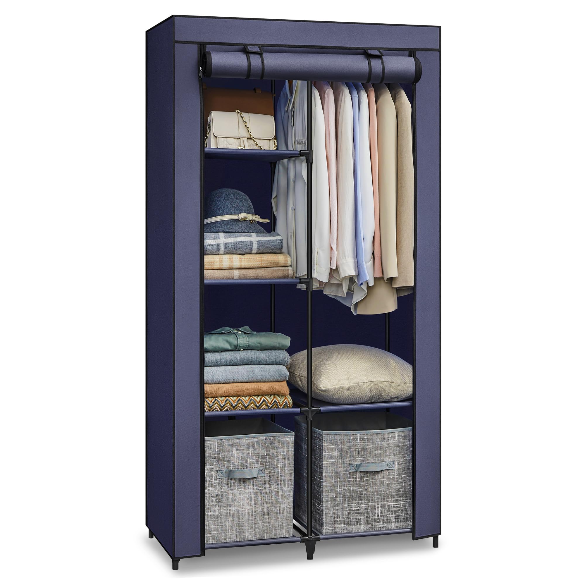 songmics-kleiderschrank-stoffschrank-ryg84g-grau-88-x-45-x-168-cm-mit-6-ablagen image 8