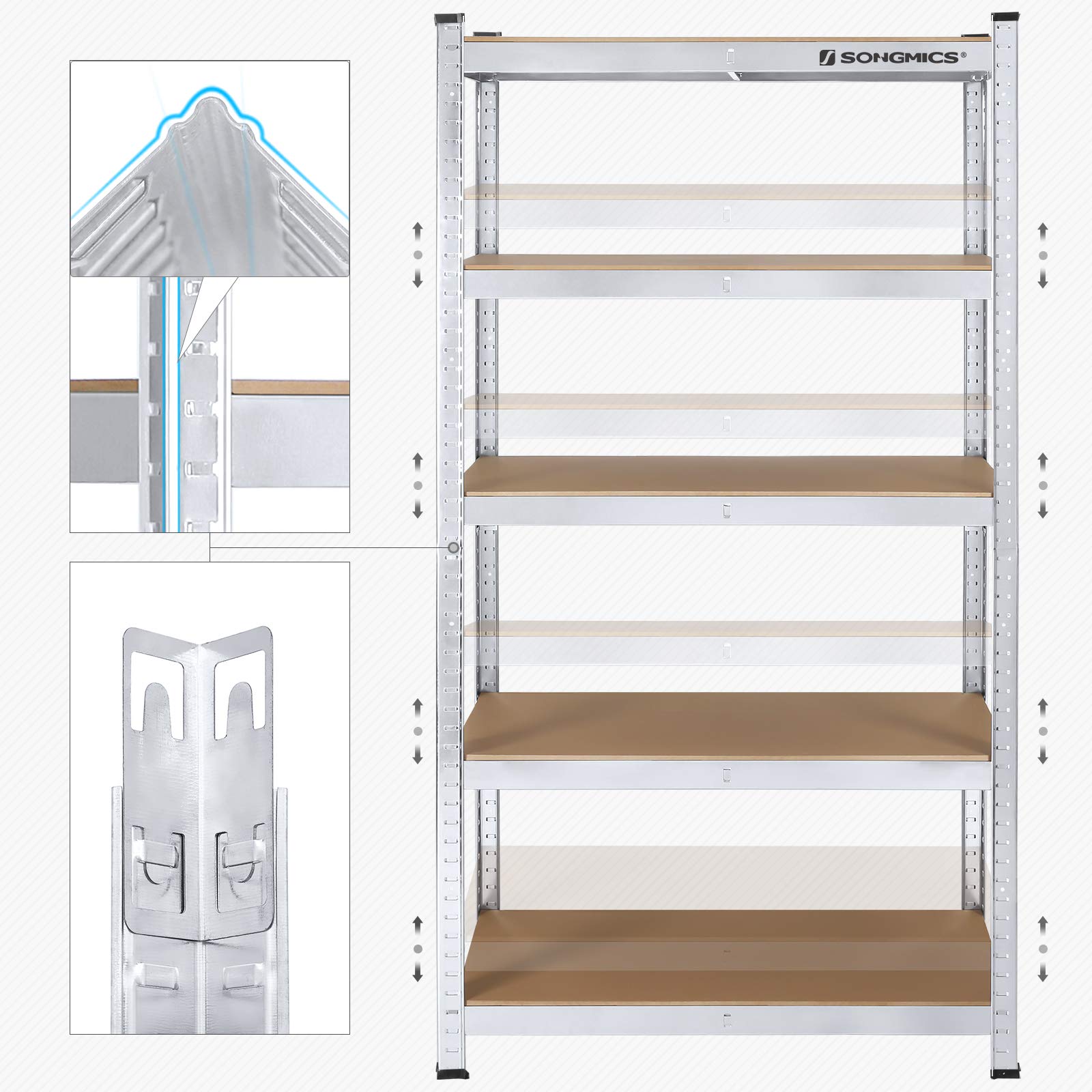 songmics-schwerlastregal-glr80sv-2er-set-40-x-90-x-180-cm-silber image 4