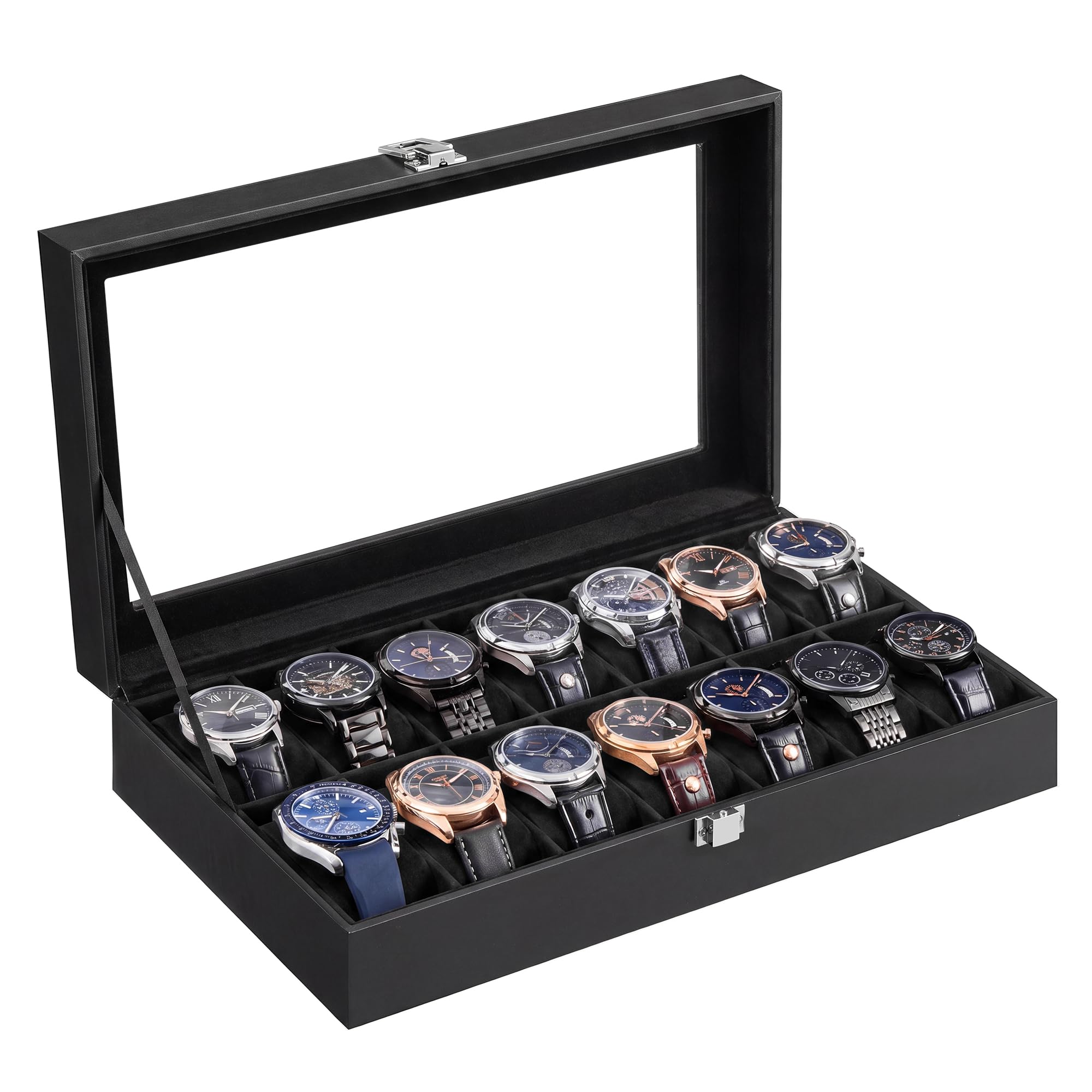 songmics-jwb010bk-uhrenbox-10-f-cher-mit-glasdeckel-und-samt-pu-schwarz image 8