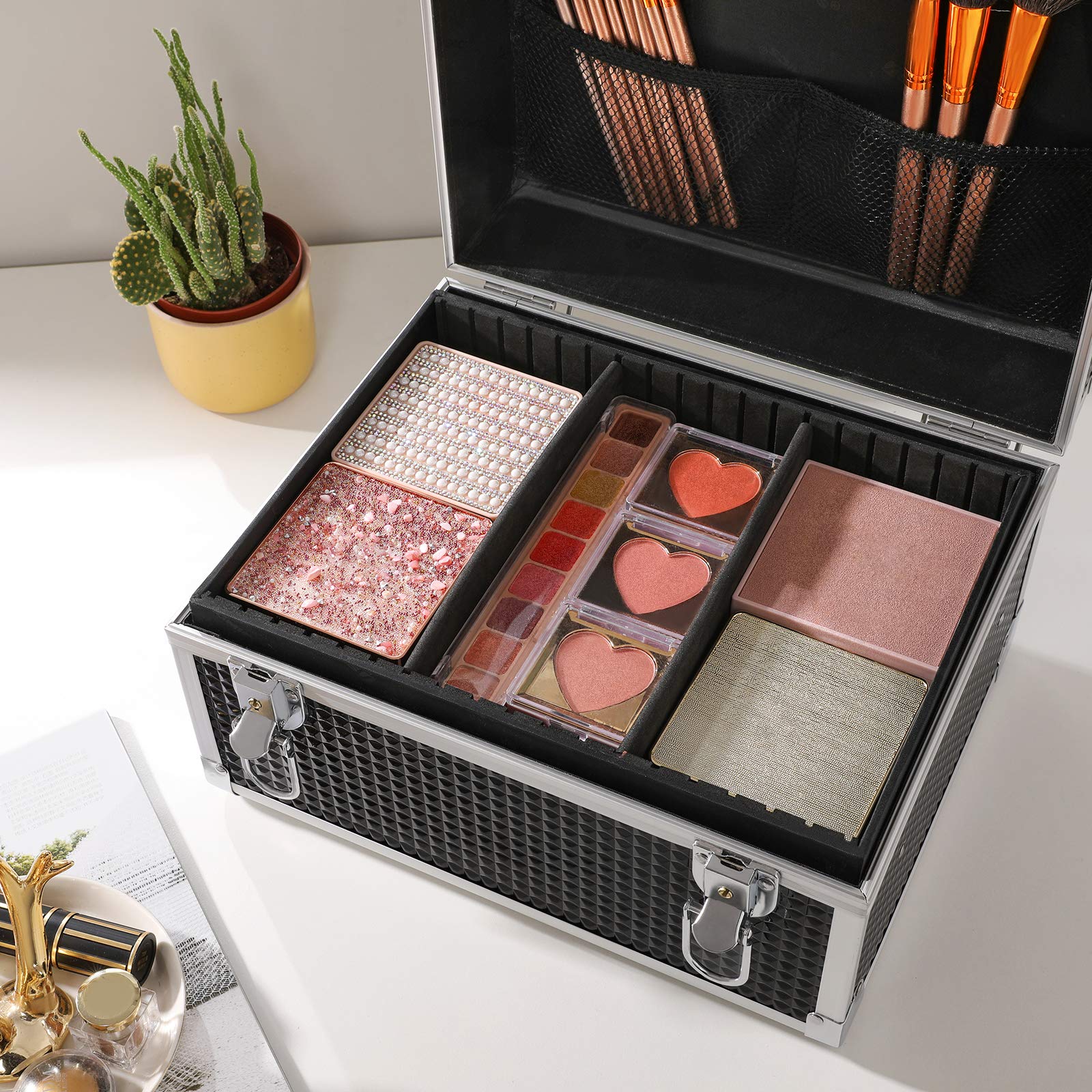 songmics-kosmetikkoffer-jbc328b01-schwarz-make-up-koffer-mit-tablett image 4