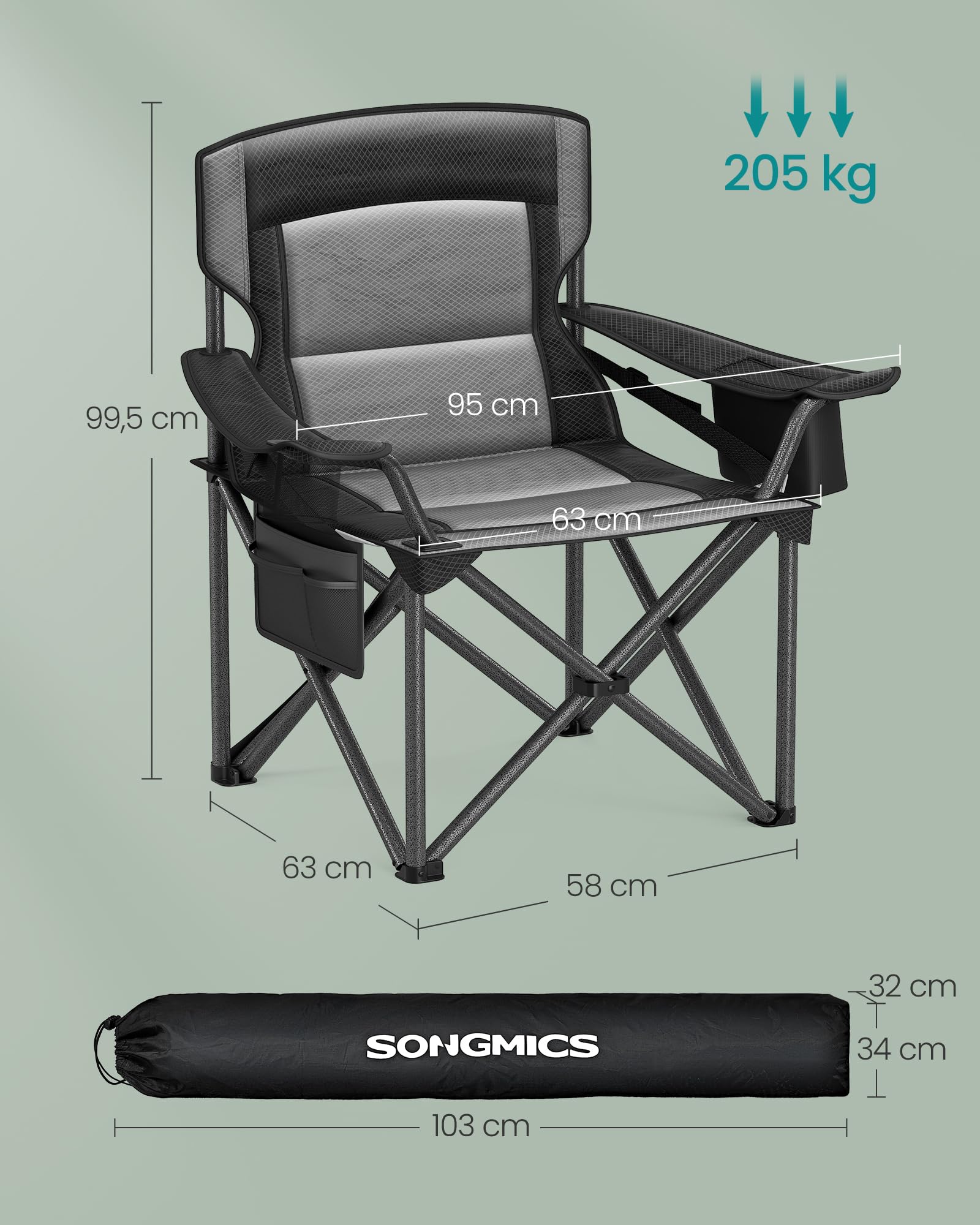 songmics-campingstuhl-klappstuhl-bis-205-kg-mit-getr-nkehalter-und-polster image 2