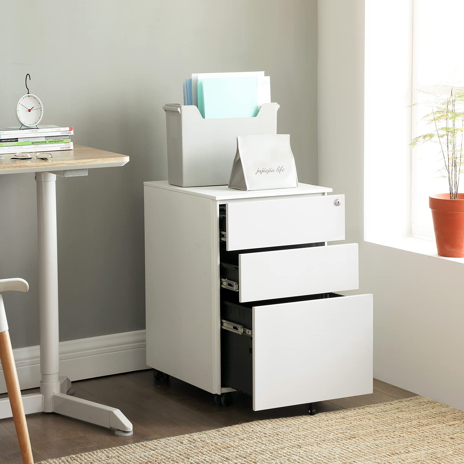 songmics-rollcontainer-ofc60wt-wei-3-schubladen-abschlie-bar-52x39x60-cm image 5