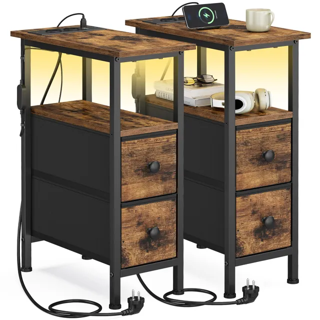 songmics-nachttisch-2er-set-mit-steckdosen-usb-typ-c-21-6x46x60-4cm image 1