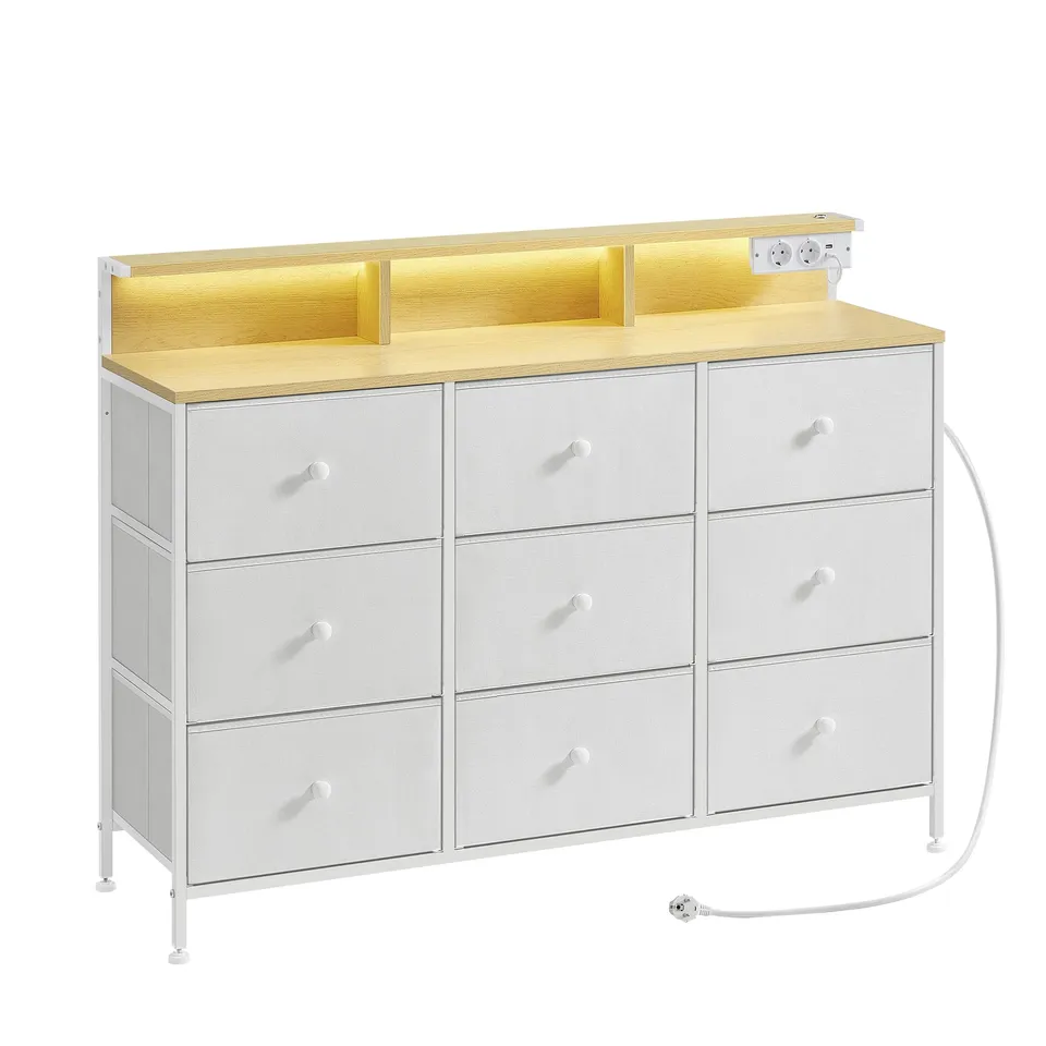 songmics-kommode-9-schubladen-mit-led-weiss-114-cm image 1
