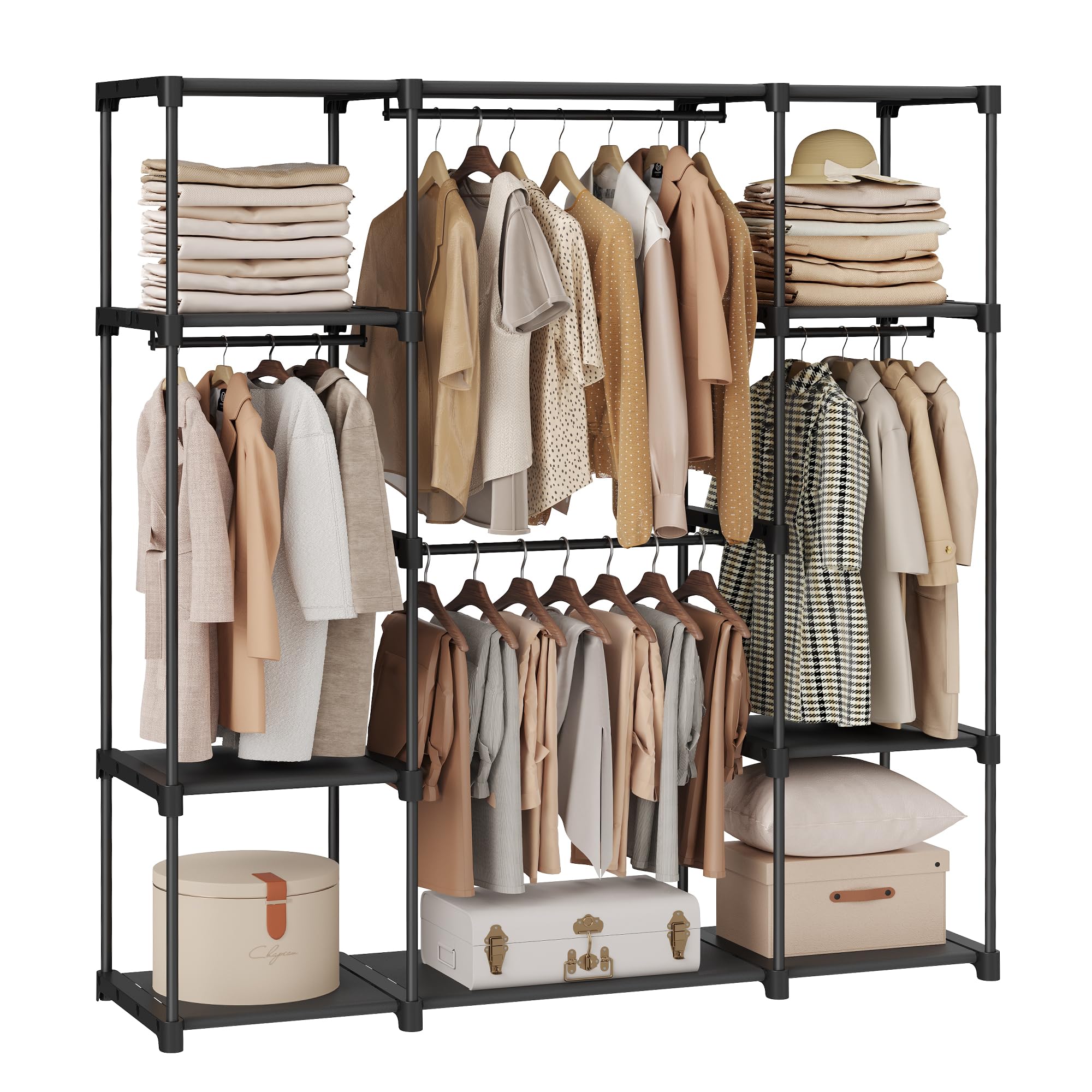 songmics-kleiderschrank-offen-ryg036b02-151-x-43-x-166-cm-schwarz image 1