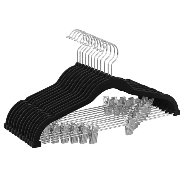 songmics-kleiderb-gel-samt-crf12b-12er-set-42-5-cm-mit-clips-schwarz image 1