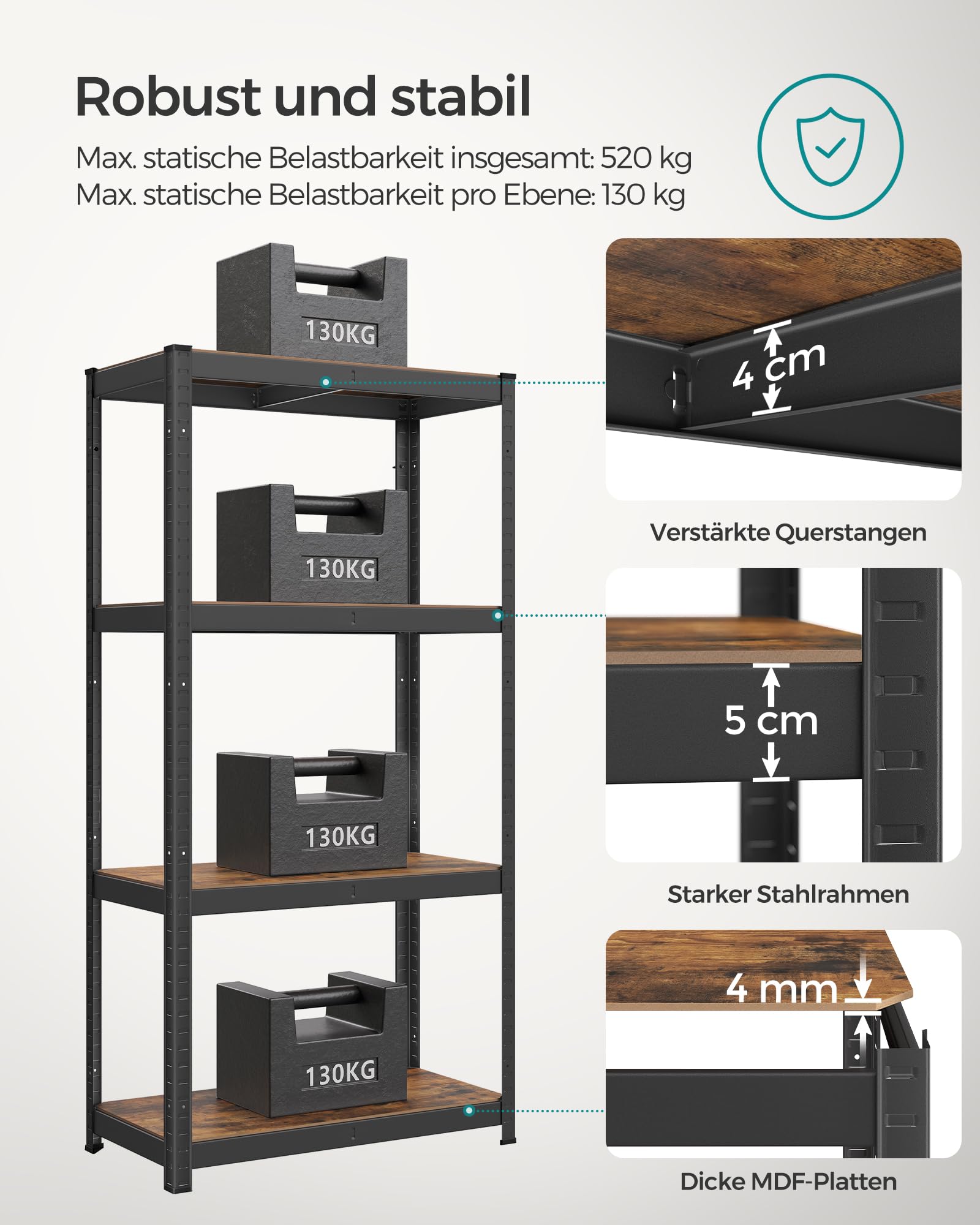 songmics-glr044b11-standregal-40-x-80-x-160-cm-4-ablagen-vintagebraun-schwarz image 5