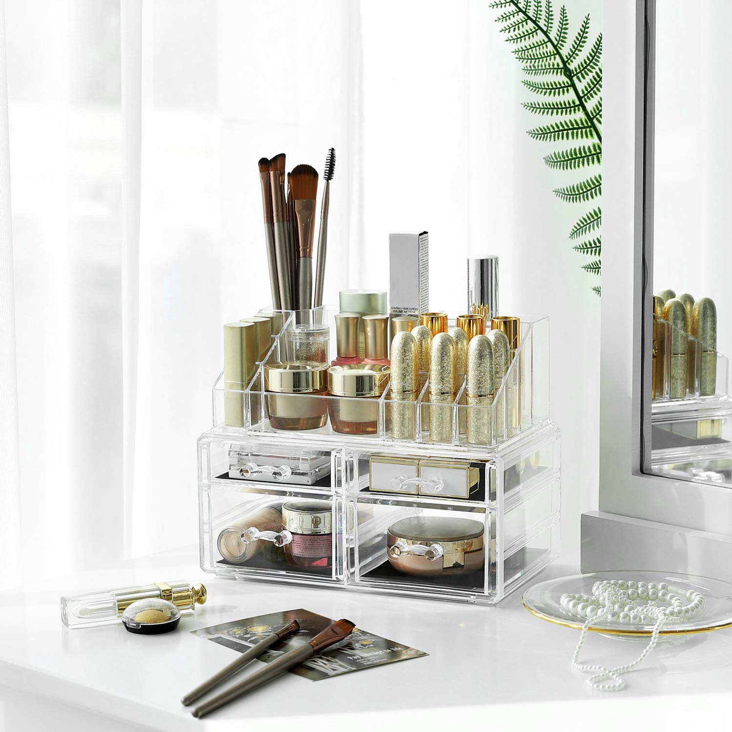 songmics-jka005tp-kosmetik-organizer-acryl-mit-4-schubladen-transparent image 3