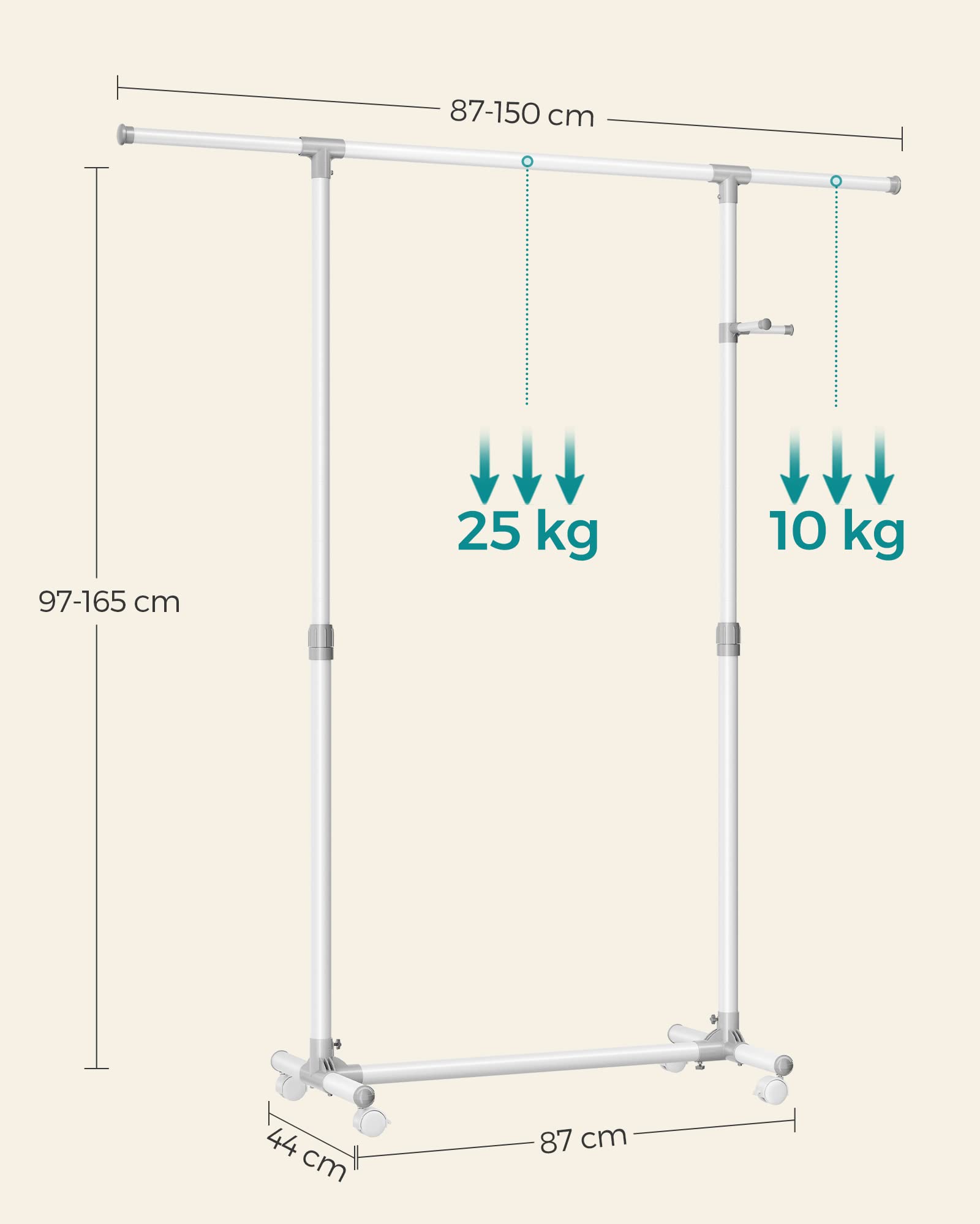 songmics-llr001w01-kleiderst-nder-auf-rollen-h-henverstellbar-97-165-cm-wei image 4