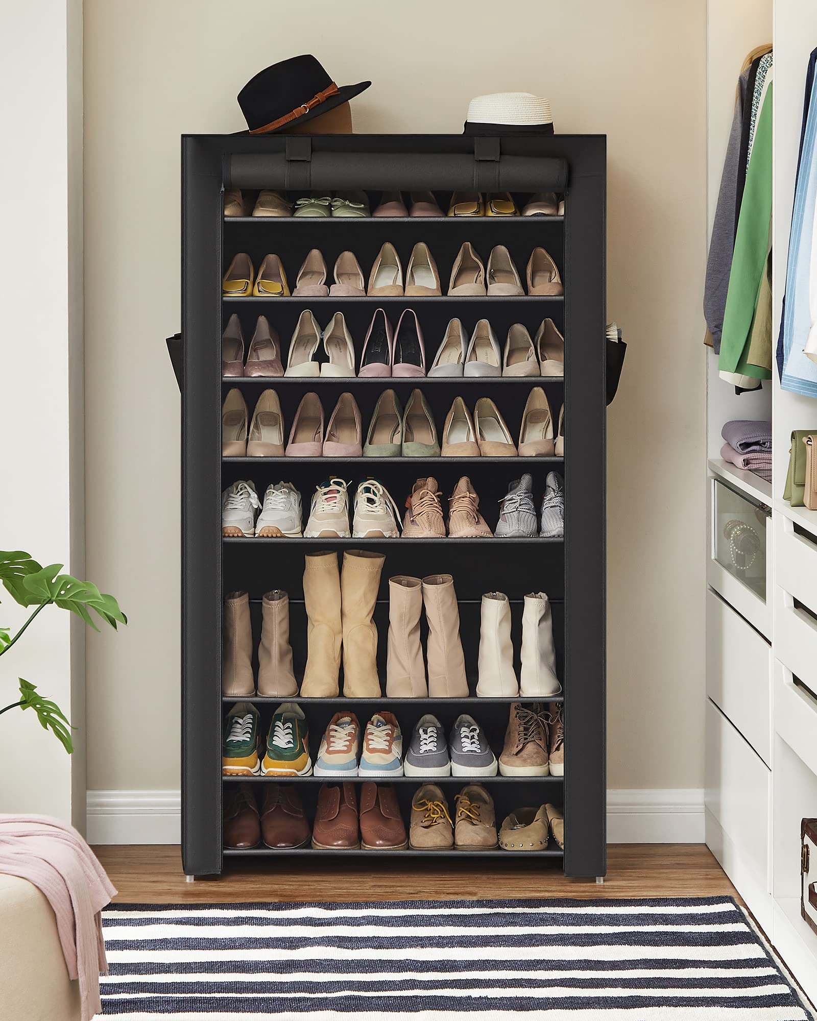 songmics-schuhregal-10-ebenen-28x88x160-cm-schwarz-rxj36hv1-schuhschrank-staubdi image 3