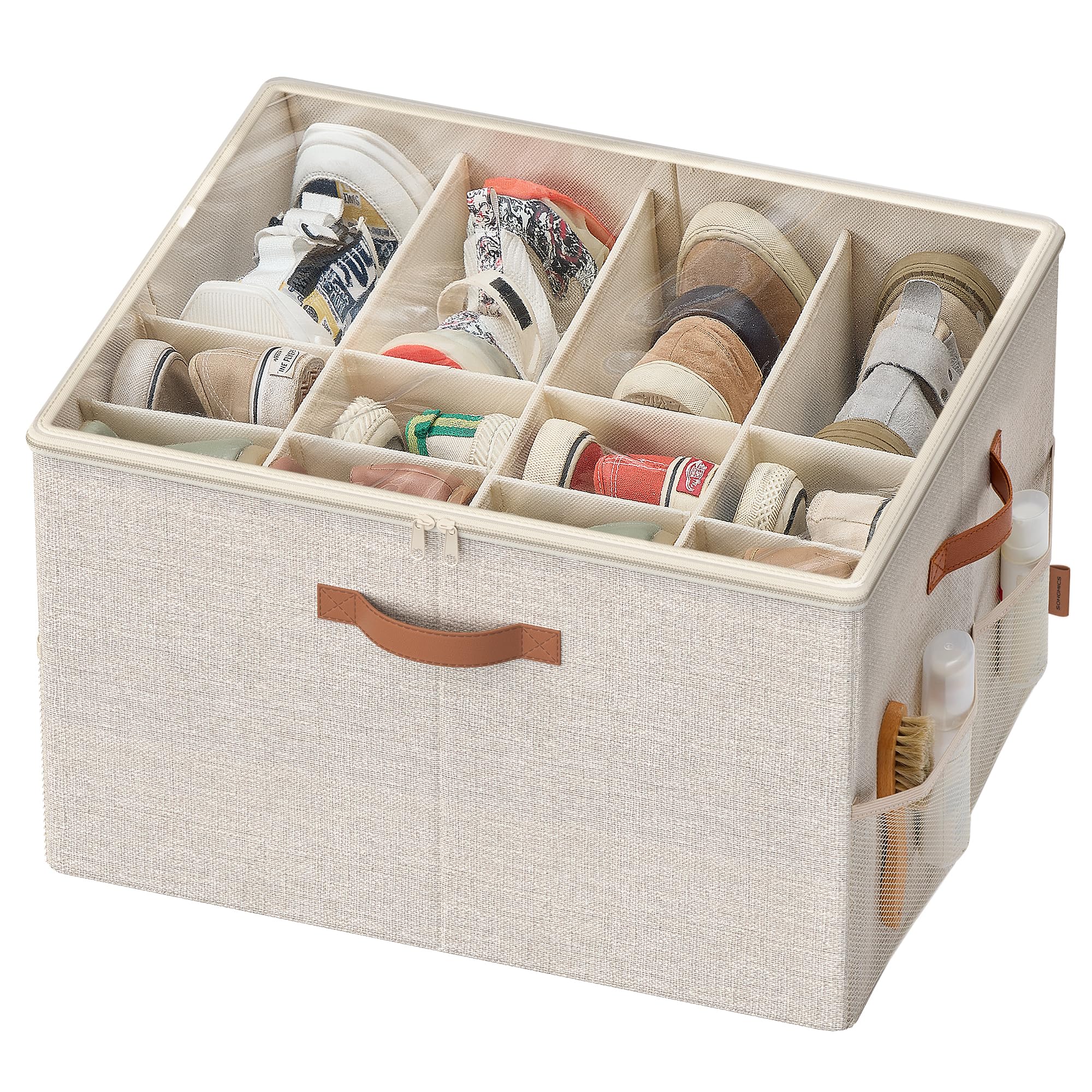 songmics-schuh-organizer-f-r-16-paar-schuhe-mit-transparentem-deckel image 1