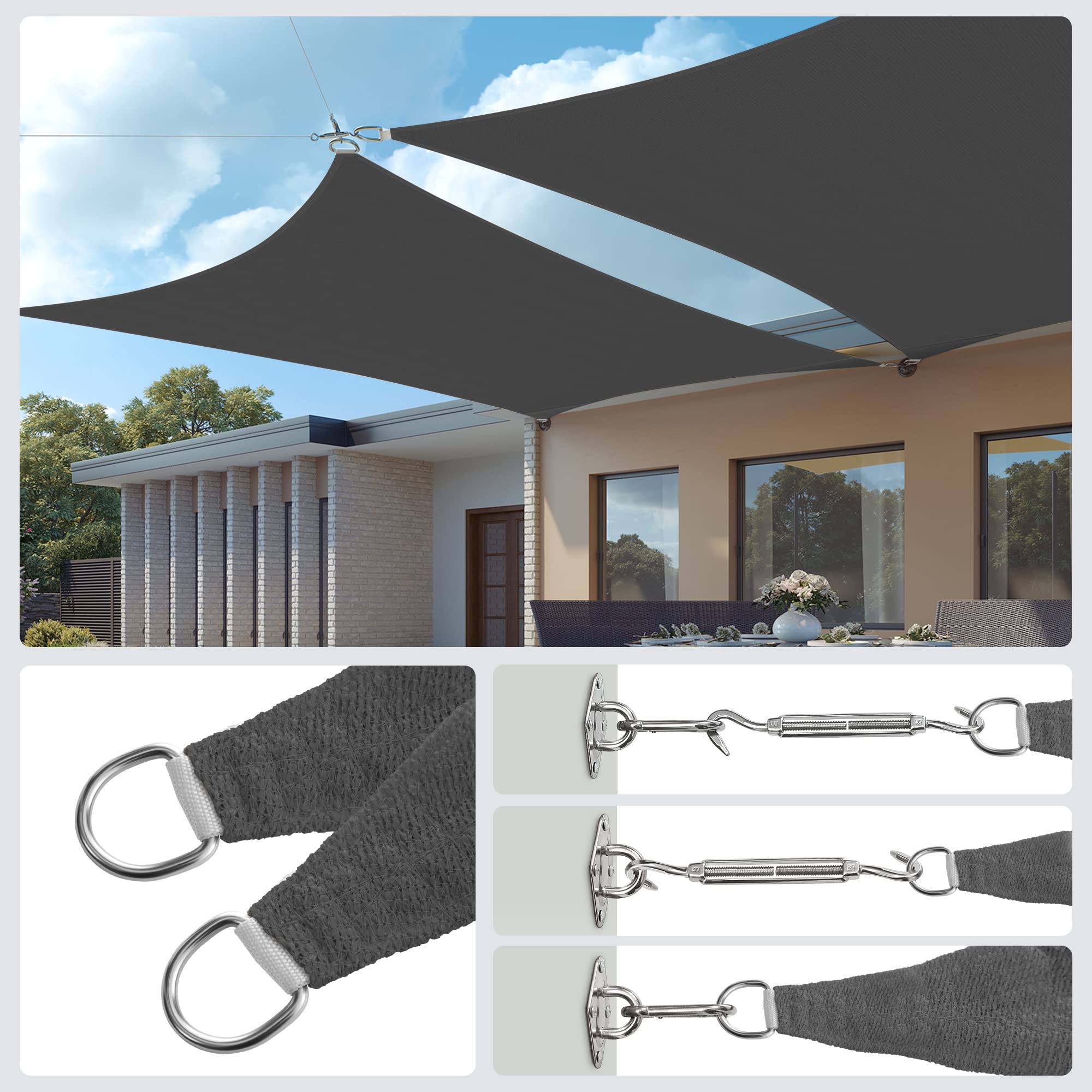 songmics-gss34gy-sonnensegel-3-x-4-m-rechteckig-rauchgrau-hdpe image 8