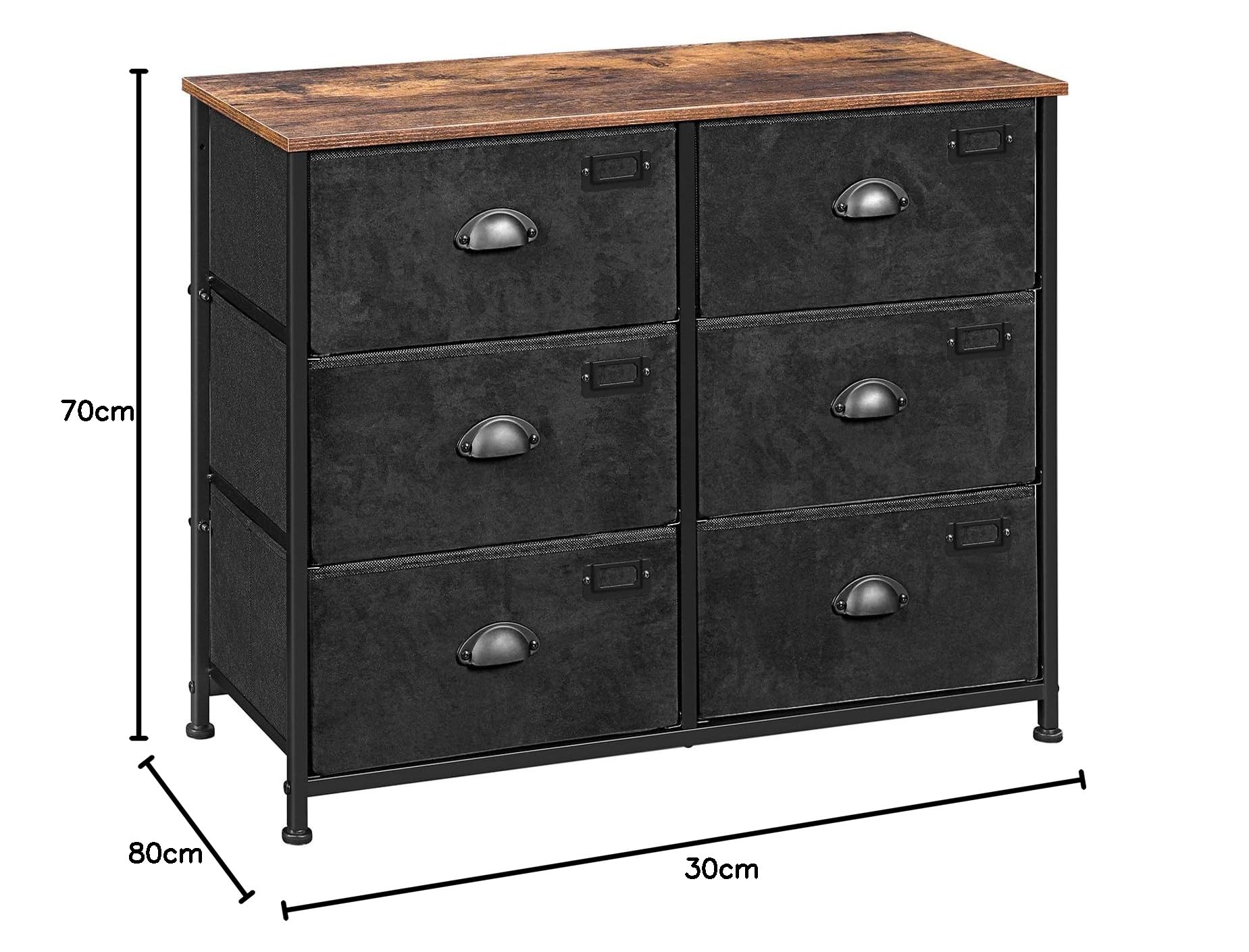 songmics-kommode-aus-stoff-mit-6-schubladen-lvt23hv1-rustikales-braun-schwarz image 2