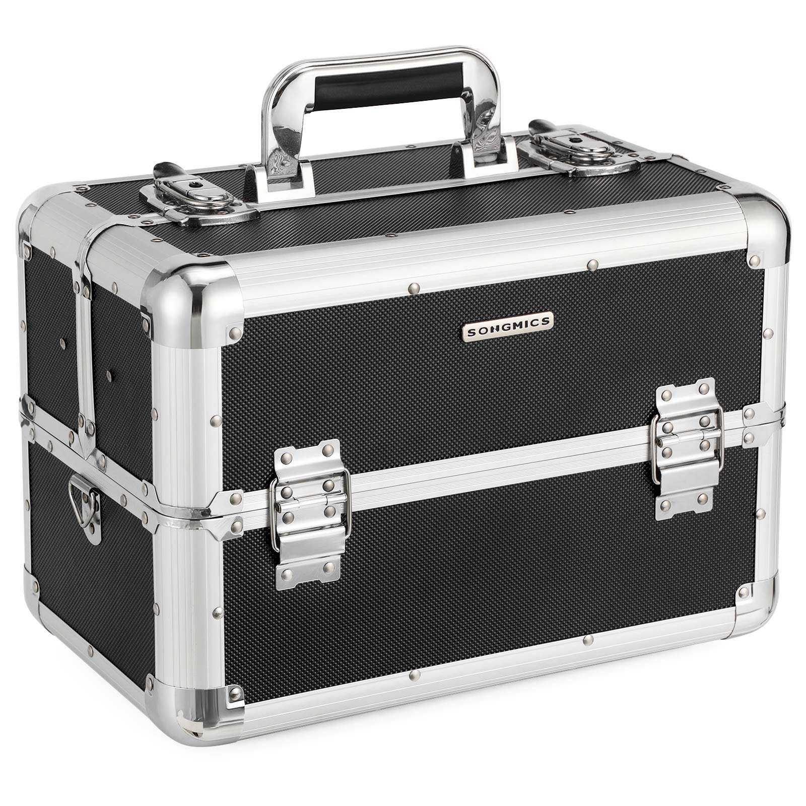 songmics-kosmetikkoffer-schminkkoffer-xxl-alu-36-5x21x25-7-cm-schwarz-jbc228 image 1