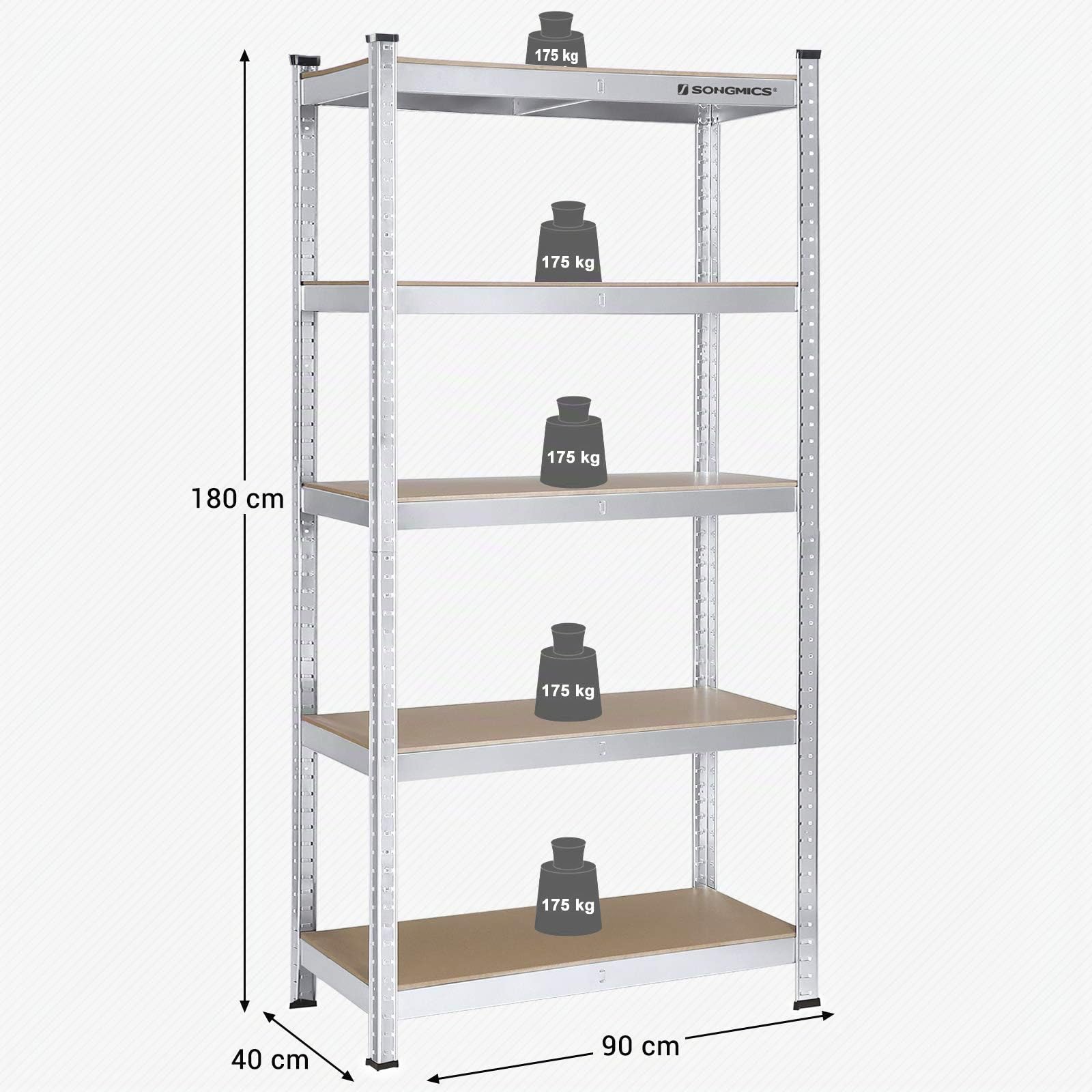 songmics-schwerlastregal-glr80sv-2er-set-40-x-90-x-180-cm-silber image 3