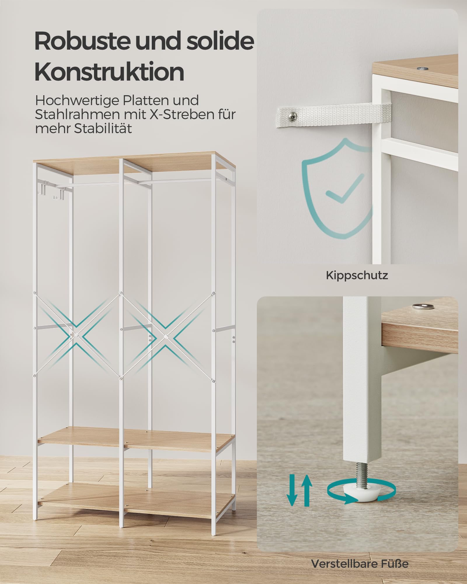 songmics-kleiderschrank-offen-94-5-x-40-x-180-cm-garderobe-mit-stange image 5