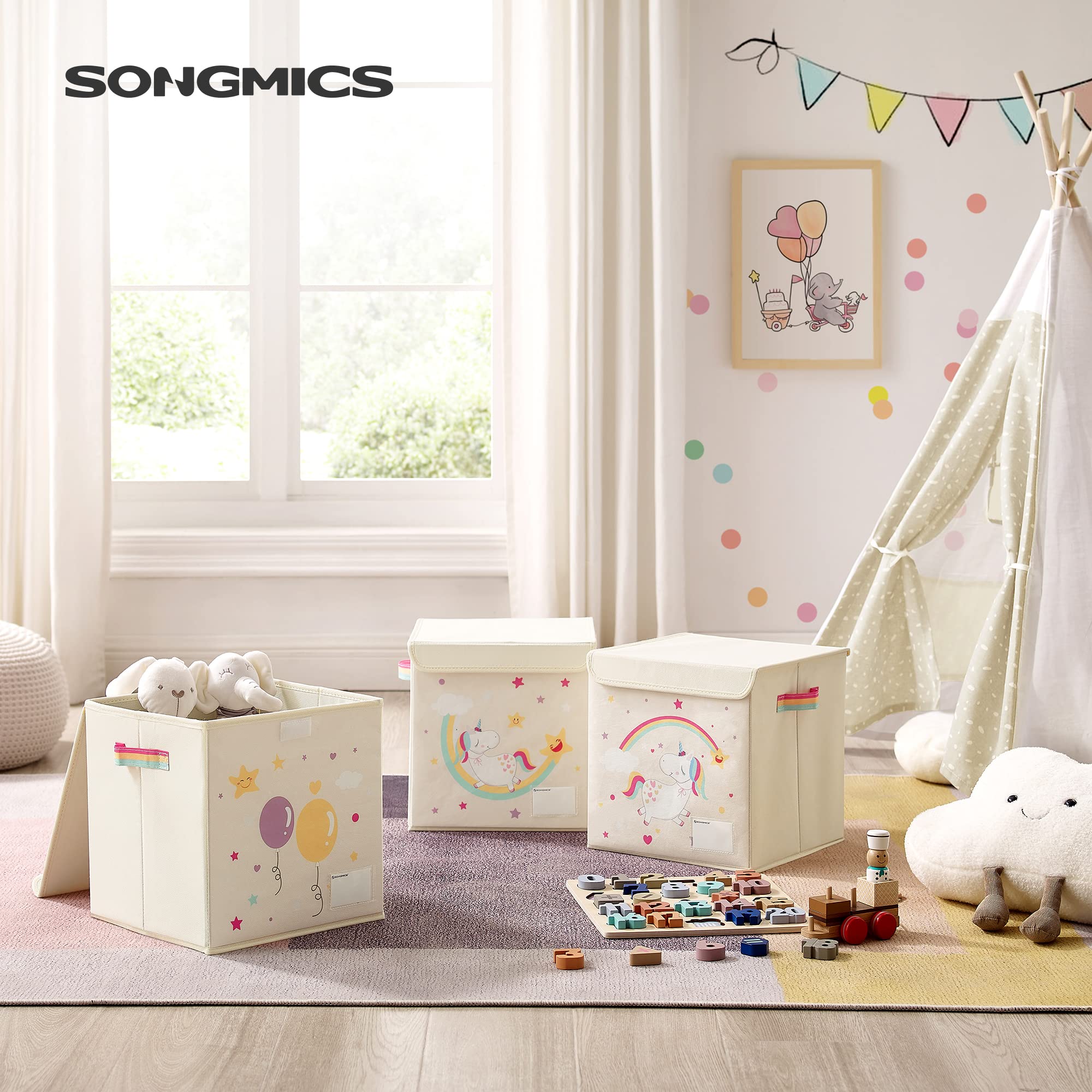 songmics-aufbewahrungsbox-rfb710w03-3er-set-30x30x30-cm-einhorn-beige image 2