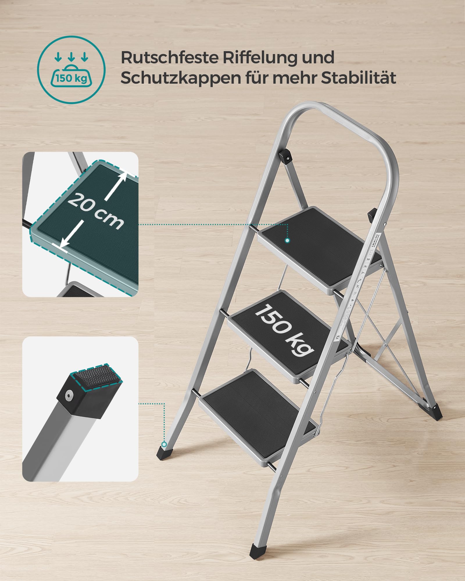 songmics-trittleiter-3-stufen-klapptritt-bis-150-kg-taubengrau-gsl003gy01 image 5