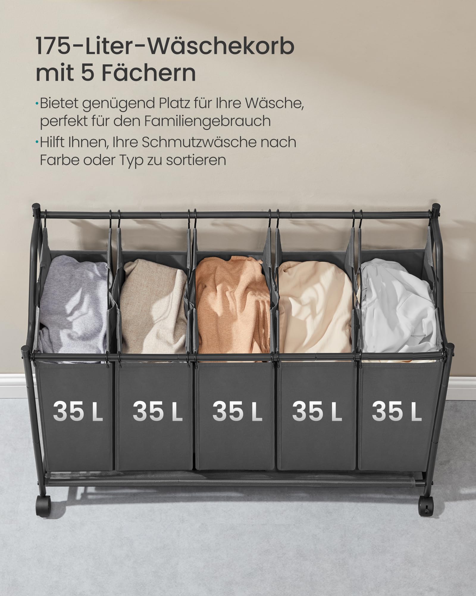 songmics-rls103g01-w-schekorb-mit-rollen-5x35l-175l-schiefergrau image 3